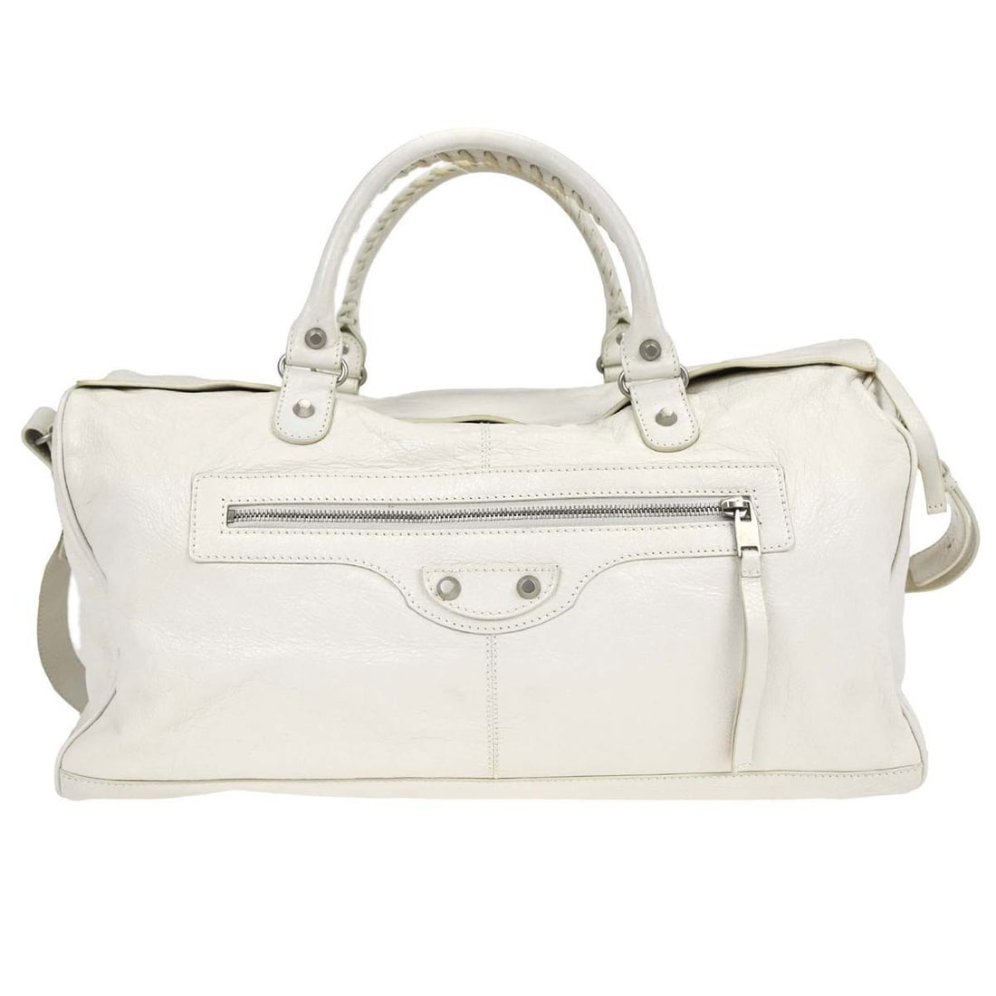 Balenciaga Squash White Leather Large 2way Top Handle Duffle Bag (1 of 18)