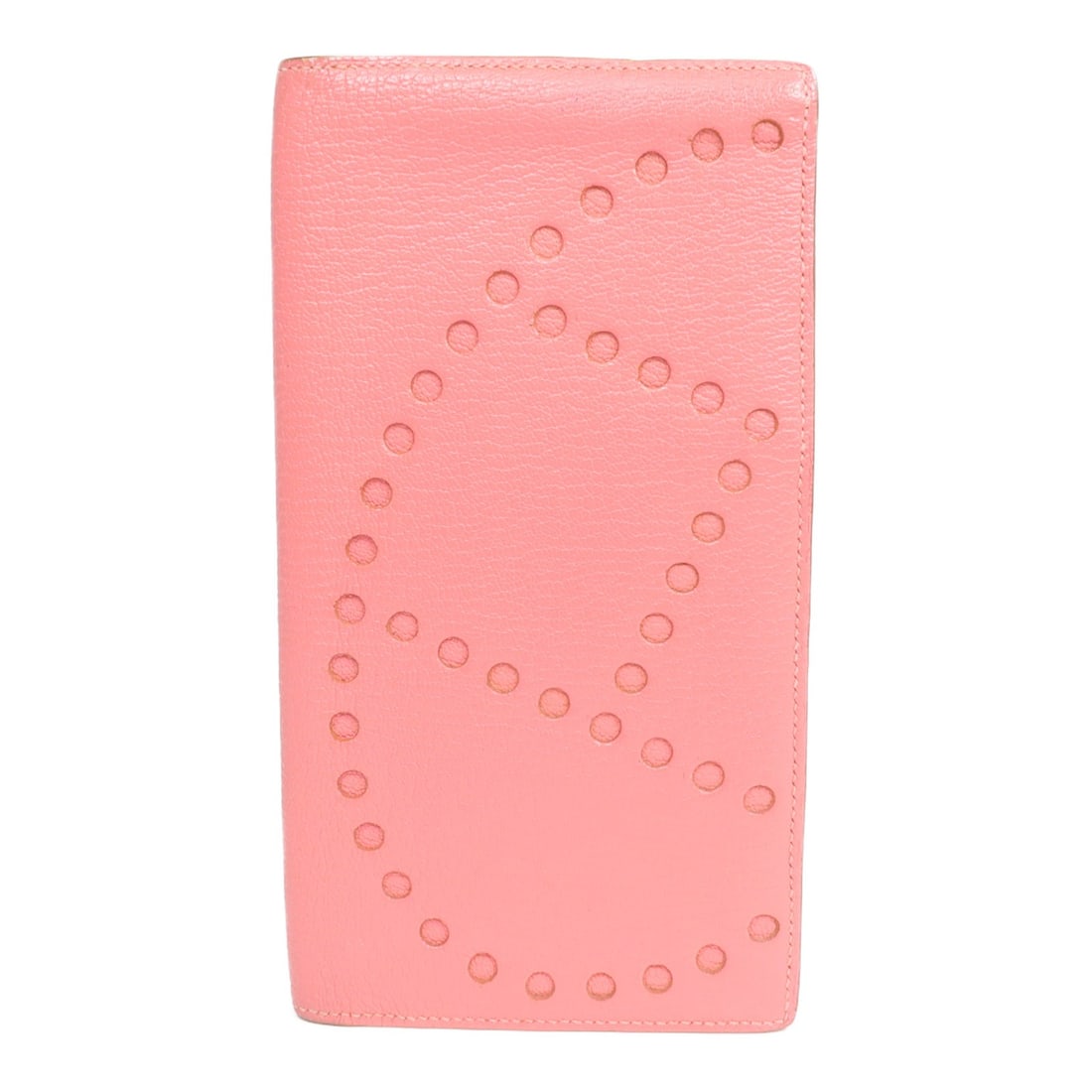 Hermes Evelyne Pink Chevre Goatskin Bifold Wallet for Women: Hermes Evelyne Pink Chevre Goatskin Bifold Wallet for Women This Hermes Evelyne long wallet is crafted from premium goatskin leather in a rose lipstick pink shade. Designed for women, the bifold purse
