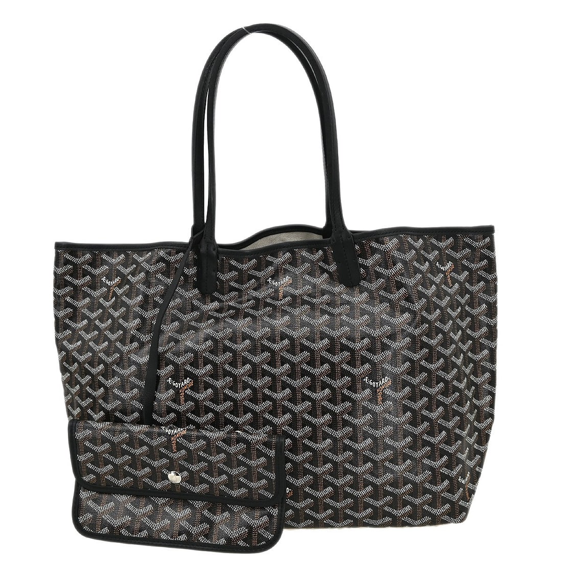 Black Saint Louis Tote by Goyard Coated Canvas Bag 34cm: Black Saint Louis Tote by Goyard Coated Canvas Bag 34cm This Goyard Saint Louis Tote is crafted from coated canvas in black and is designed for women. The tote features a spacious interior and is made
