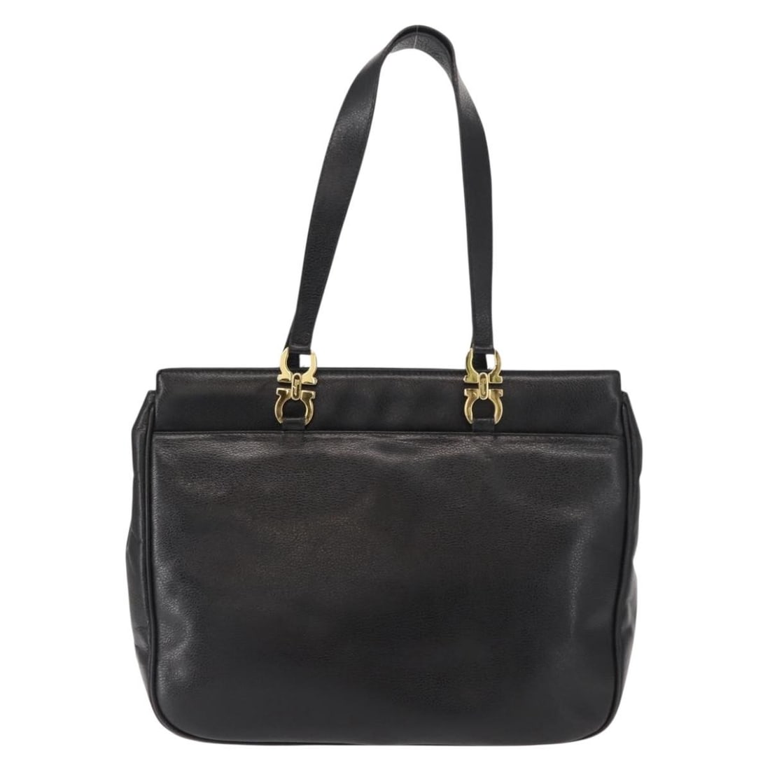 Salvatore Ferragamo Black Leather Gancini Tote Bag for Women: Salvatore Ferragamo Black Leather Gancini Tote Bag for Women This Salvatore Ferragamo Gancini Tote is crafted from black leather and designed for women. The bag features the iconic Gancini motif and o