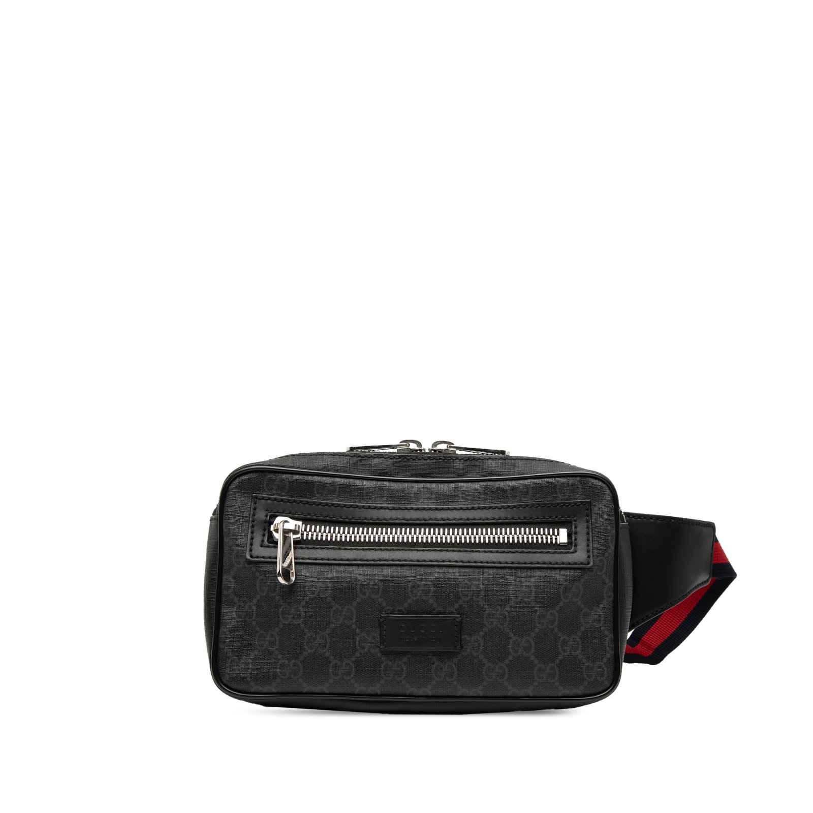 Gucci GG Supreme Web Canvas Belt Bag with Leather Trim: Gucci GG Supreme Web Canvas Belt Bag with Leather Trim This Gucci Small GG Supreme Web Belt Bag features a coated canvas body with leather trim, a flat leather and canvas waist strap, a two-way top zi