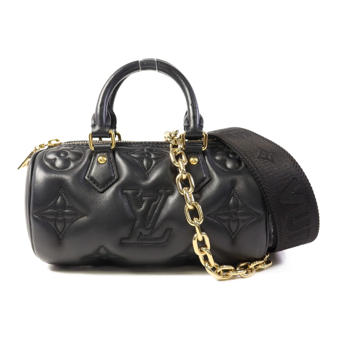LOUIS VUITTON Papillon BB 2way Shoulder Bag Black Calfskin Leather: LOUIS VUITTON Papillon BB 2way Shoulder Bag Black Calfskin Leather This elegant Louis Vuitton Papillon BB 2-way shoulder bag is crafted from premium calfskin leather in a classic black finish. It feat