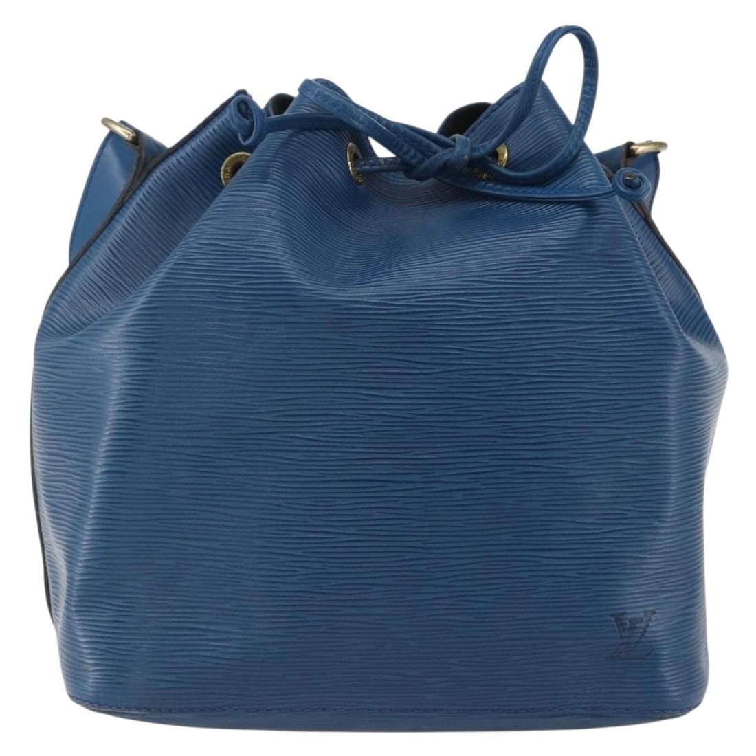 Blue Epi Leather Petit Noe Bag by Louis Vuitton: Blue Epi Leather Petit Noe Bag by Louis Vuitton The Louis Vuitton Petit Noe Handbag is crafted from blue Epi leather and designed for women. This handbag features a classic silhouette with a drawstrin