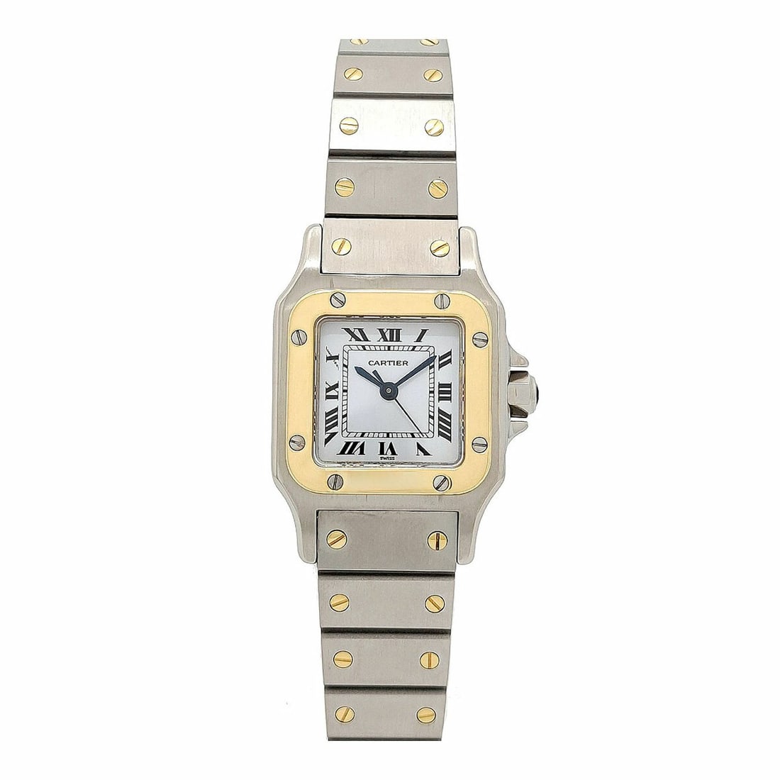 Cartier Santos Galbee SM Ladies Automatic Wristwatch 2036288: Cartier Santos Galbee SM Ladies Automatic Wristwatch 2036288 This Cartier Santos Galbee SM Automatic wristwatch is a refined timepiece designed for women. Crafted in Switzerland, it features a stainle