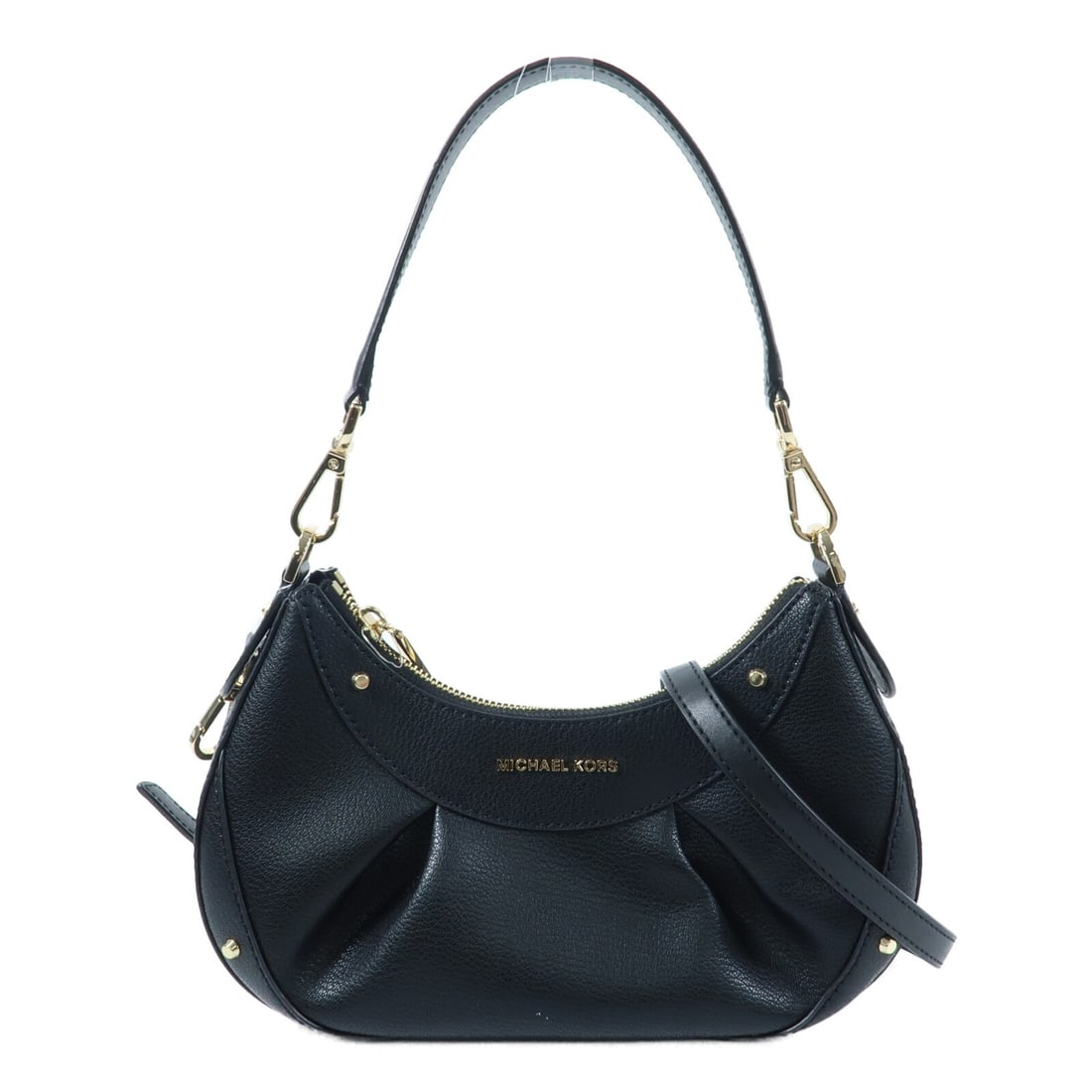 Michael Kors Black Calfskin Convertible Shoulder Bag with Gold Hardware (1 of 13)