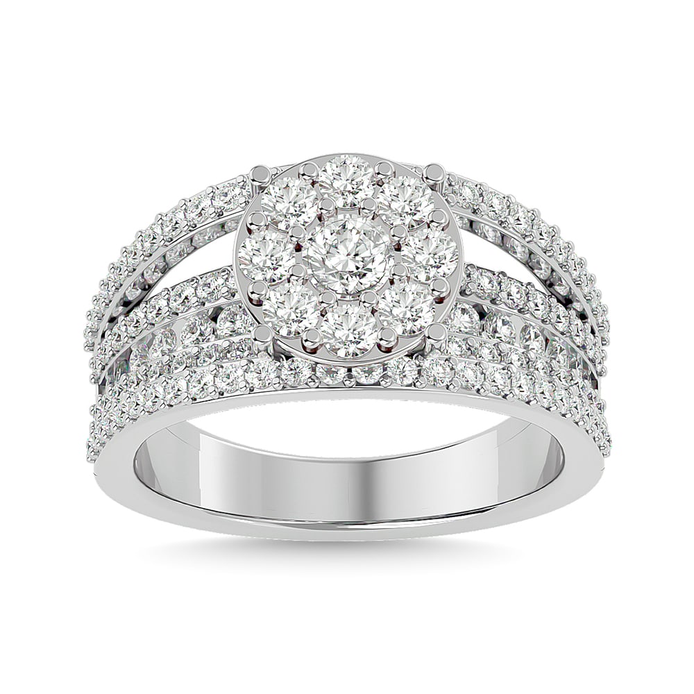 Diamond 1 1/2 Ct.tw Fashion Ring in 14K White Gold: Diamond 1 1/2 Ct.tw Fashion Ring in 14K White Gold 14k White Gold Stone Color: Gh Stone Clarity: Si2 Each ring is presented in standard size 6.5. Complimentary resizing is available between sizes 510 