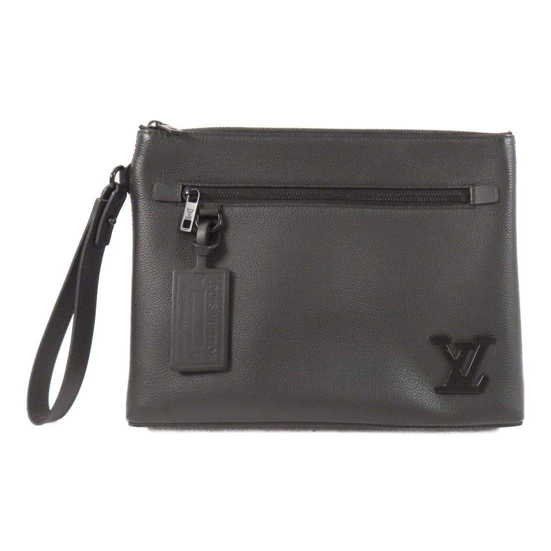 Louis Vuitton Aerogram black calfskin clutch M69837: Louis Vuitton Aerogram black calfskin clutch M69837 This Louis Vuitton LV Aerogram Take Off clutch bag is crafted from black calfskin leather, offering a sleek and modern look. Designed for unisex use
