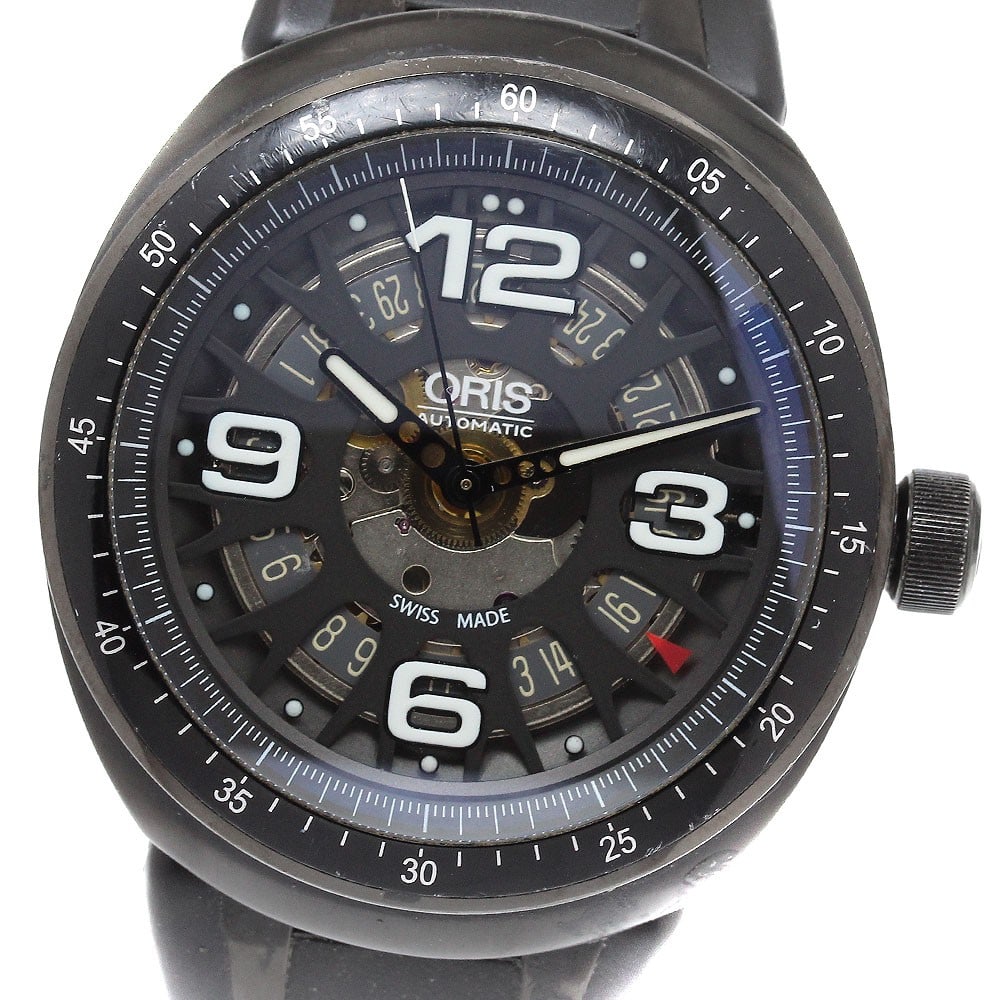 Oris TT3 Darryl O'Young Limited Edition Automatic Date Watch: Oris TT3 Darryl O'Young Limited Edition Automatic Date Watch This Oris TT3 Darryl O'Young Limited Edition men's wristwatch features a titanium case and a black skeleton dial, paired with a rubber brac