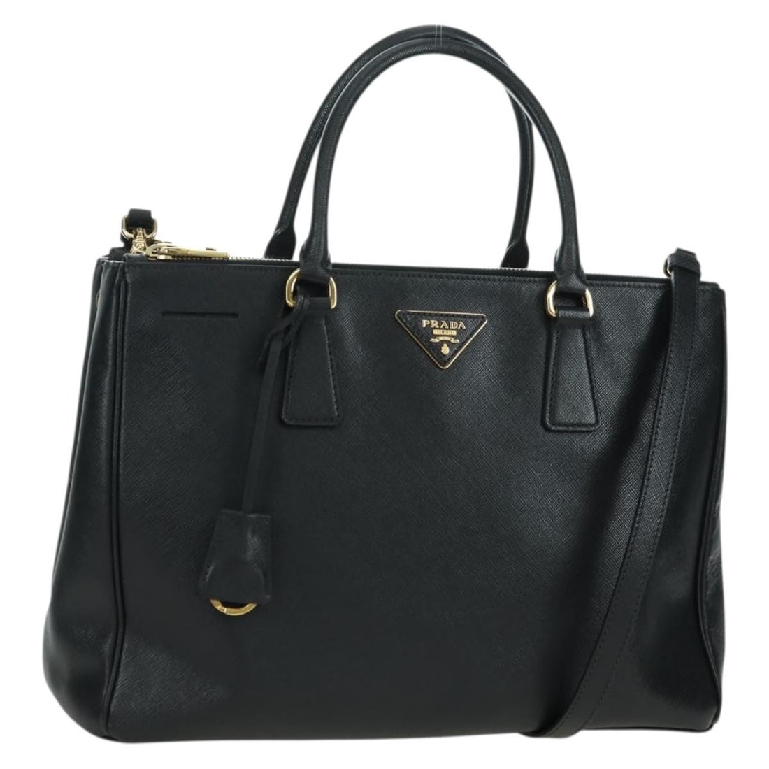 Prada Galleria Saffiano Leather Black Gold Shoulder Strap Bag (1 of 18)