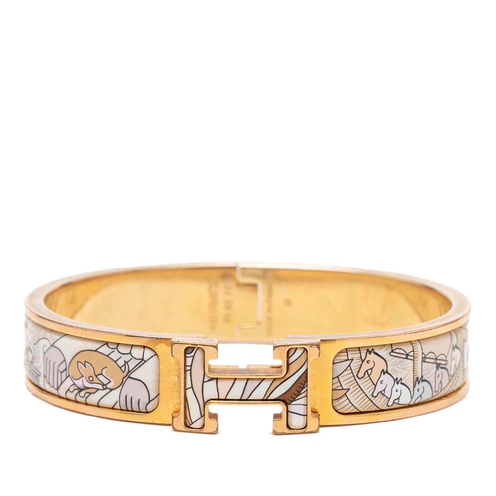 Hermes Cosmographia Universalis Clic H PM Narrow Enamel Bracelet Gold Tone (1 of 5)