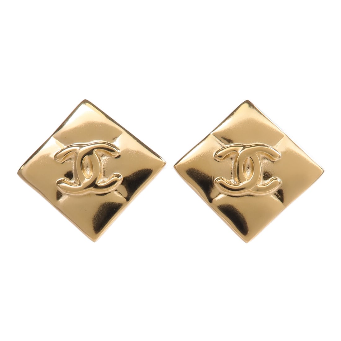 Chanel Gold Tone CC Logo Pierced Earrings for Women (1 of 8)