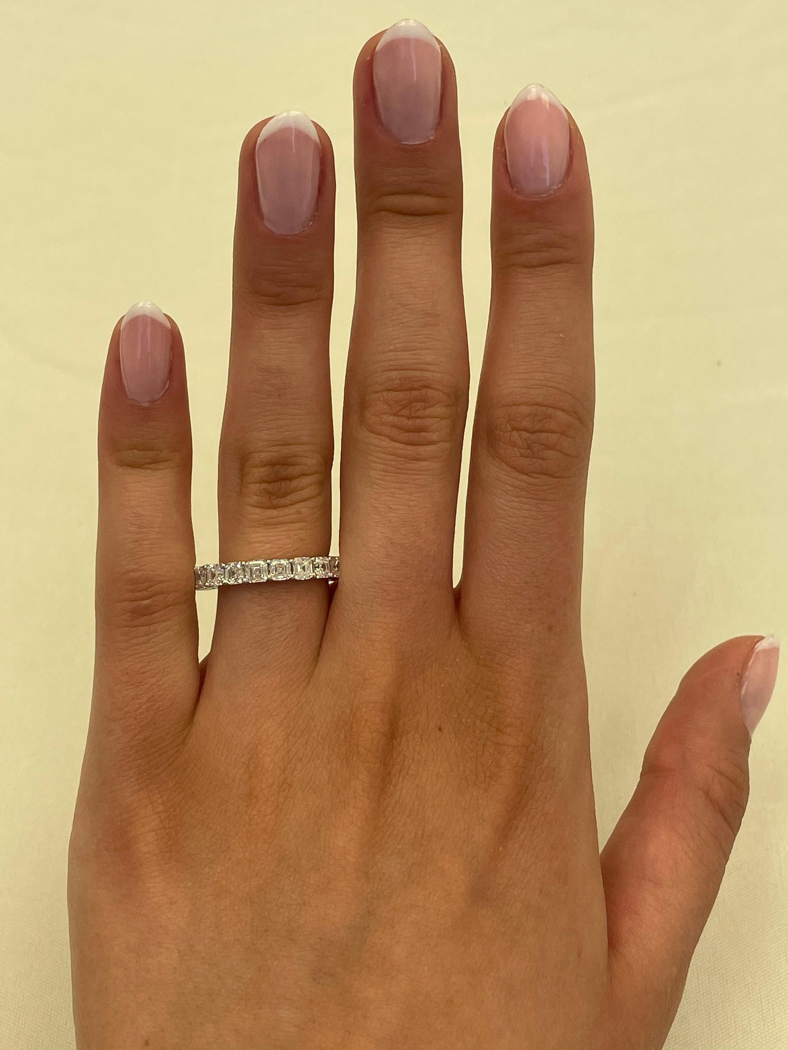 3.23ct Asscher Cut Diamond Eternity Band 18k White Gold - 2