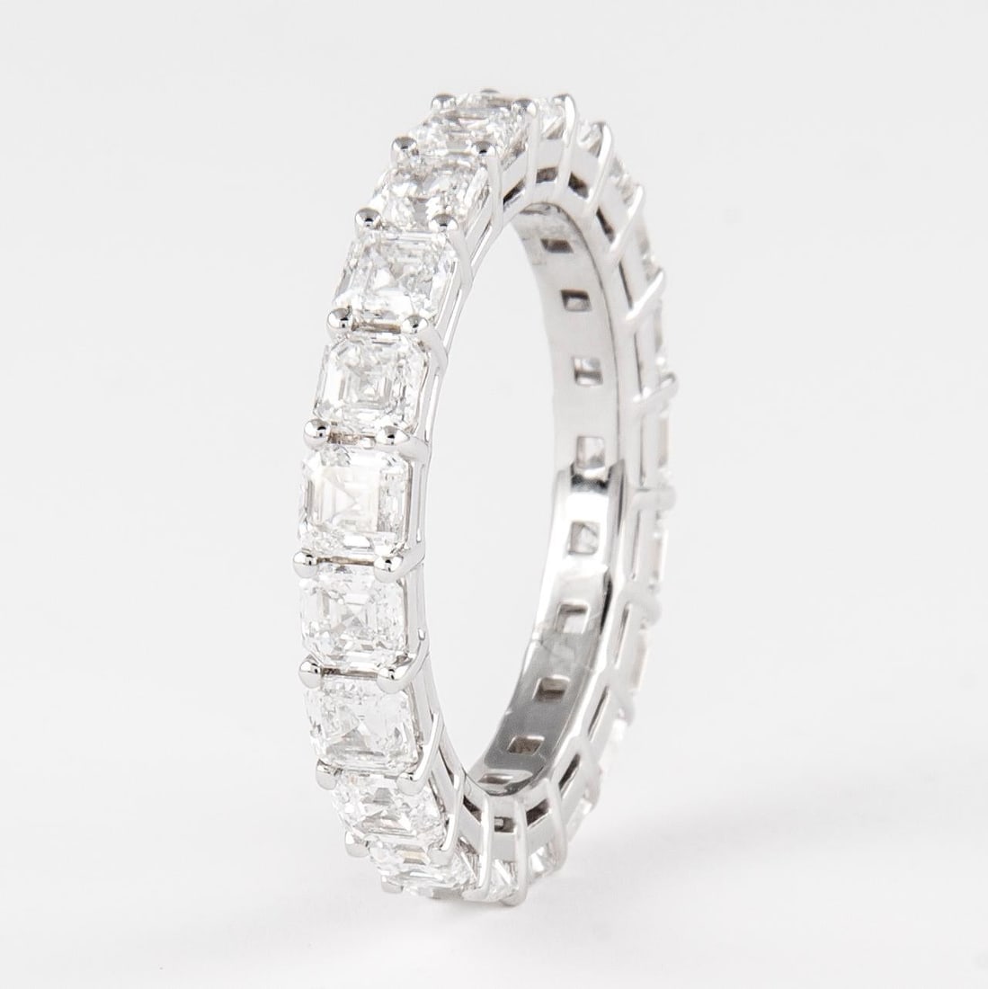 3.23ct Asscher Cut Diamond Eternity Band 18k White Gold - 3