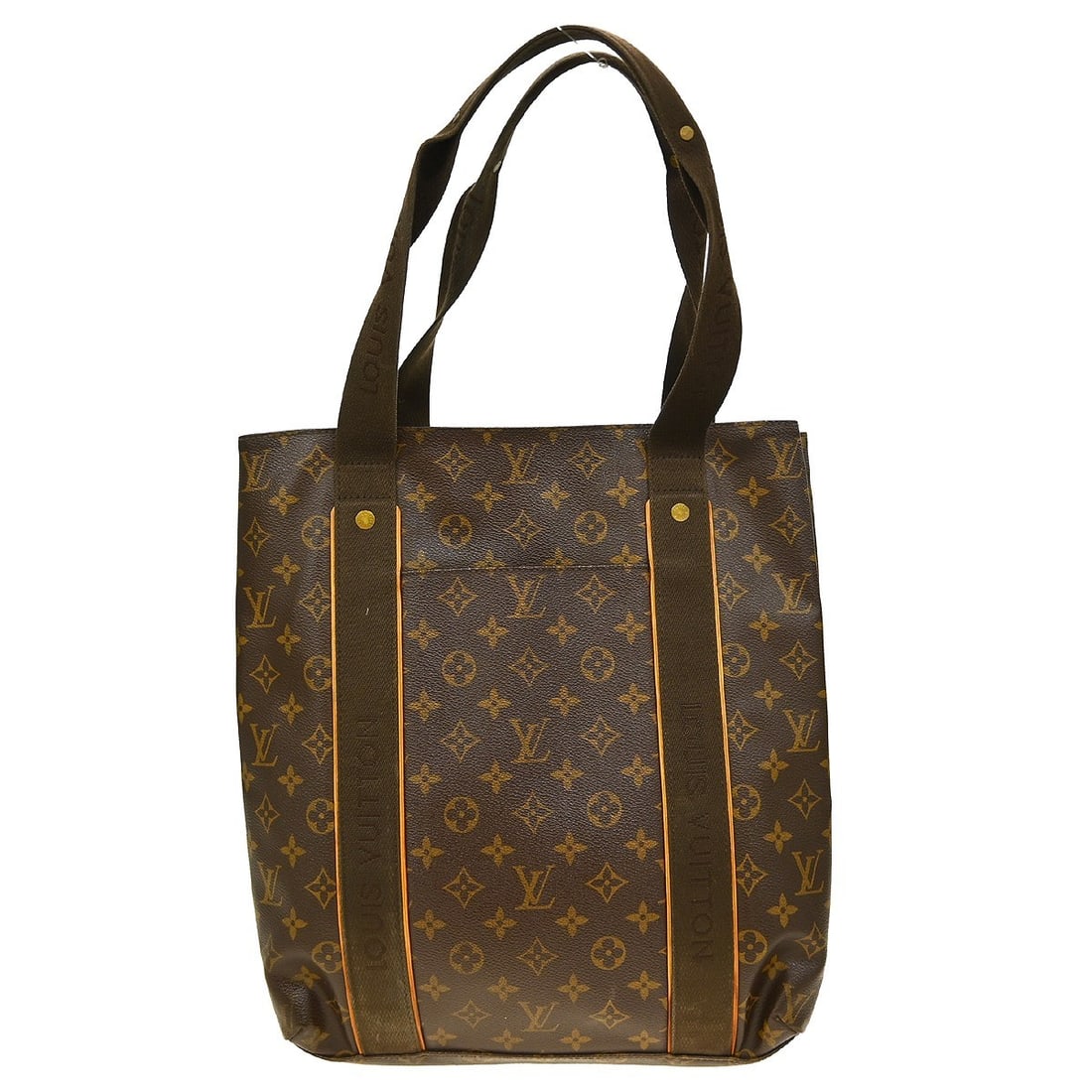 Louis Vuitton Cabas Bobul Monogram Canvas Tote Bag M53013 Medium: Louis Vuitton Cabas Bobul Monogram Canvas Tote Bag M53013 Medium This Louis Vuitton Monogram Cabas Bobul tote bag features a classic brown monogram canvas with beige double handles and gold-plated har