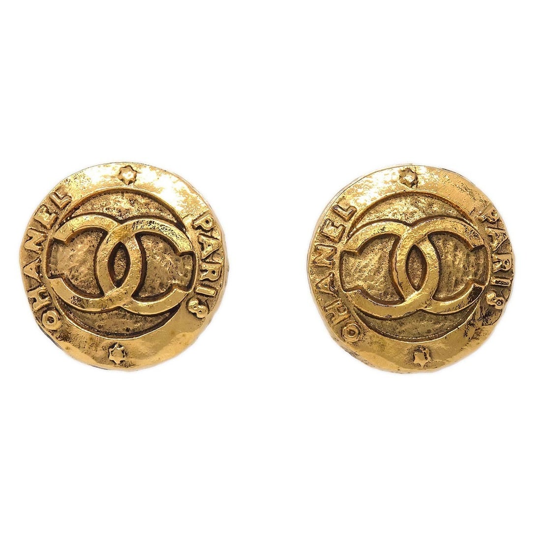 Gold Plated Button Clip-On Earrings by Chanel Model 28/2820 (1 of 4)