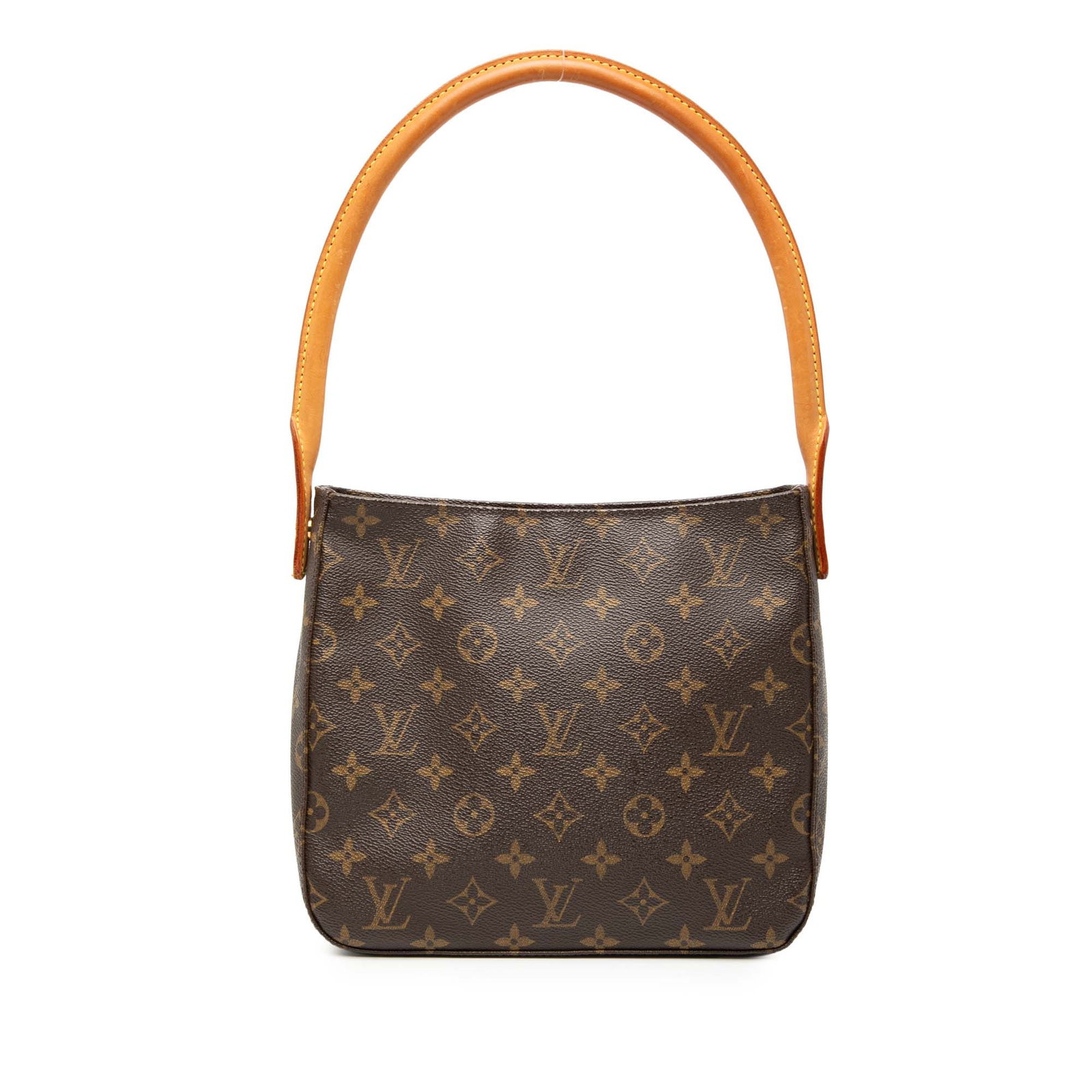 Louis Vuitton Monogram Looping MM Bag with Vachetta Leather Strap: Louis Vuitton Monogram Looping MM Bag with Vachetta Leather Strap This Louis Vuitton Monogram Looping MM bag is a stylish accessory featuring a durable monogram canvas body complemented by a rolled va