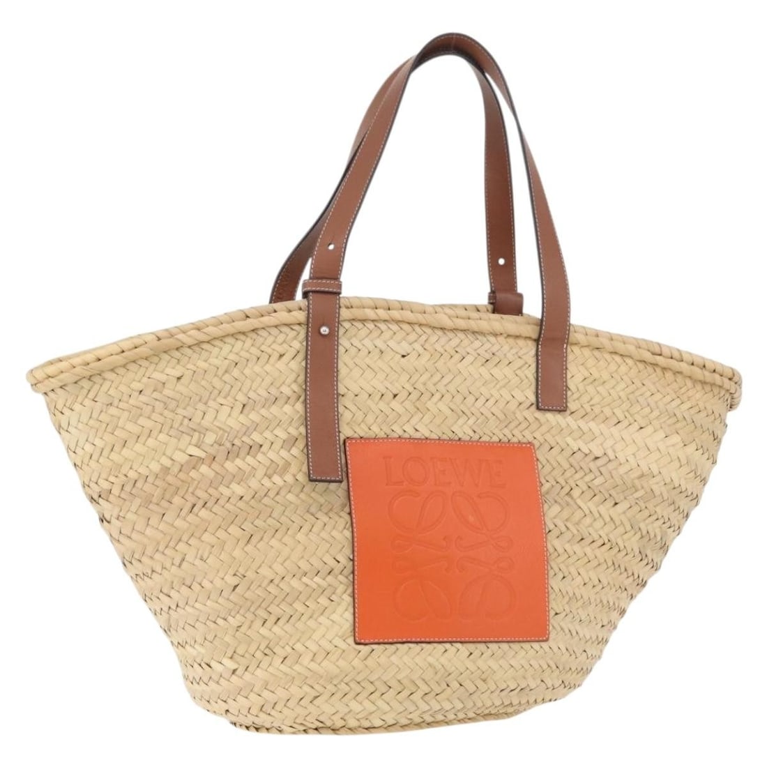 LOEWE Anagram orange silver wood basket handbag with dust bag (1 of 18)