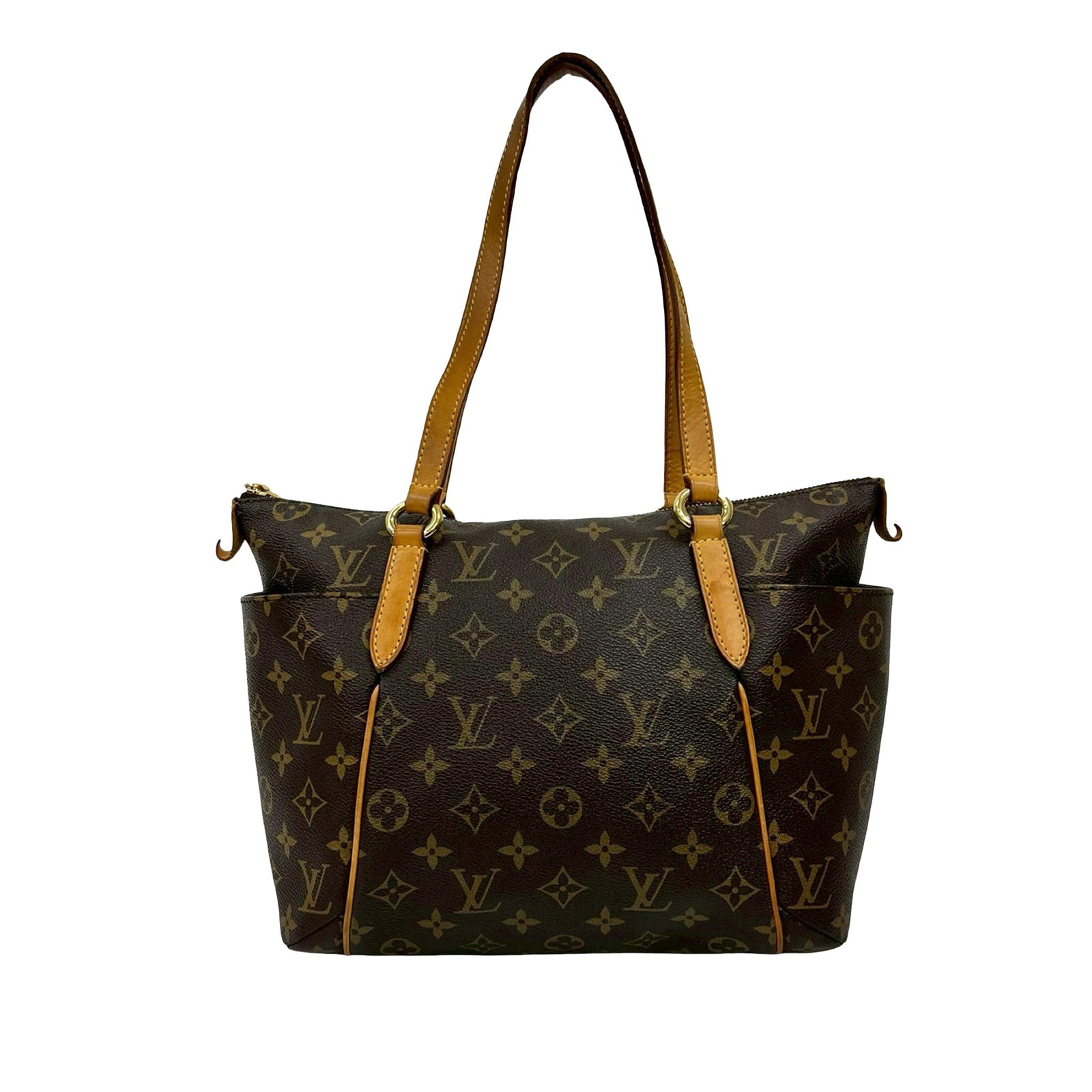 Louis Vuitton Monogram Canvas Totally PM Shoulder Bag with Vachetta Trim: Louis Vuitton Monogram Canvas Totally PM Shoulder Bag with Vachetta Trim This Louis Vuitton Monogram Totally PM features a monogram canvas body with vachetta leather trim and flat vachetta leather sho
