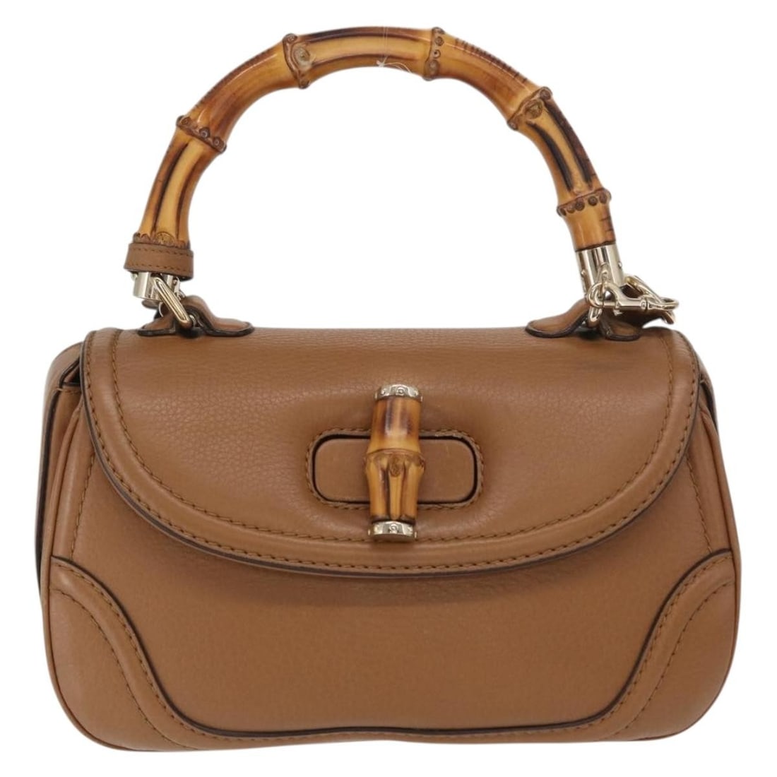Gucci New Bamboo 1921 Leather Top Handle Bag Brown: Gucci New Bamboo 1921 Leather Top Handle Bag Brown This Gucci New Bamboo 1921 Top Handle Bag is crafted from brown leather designed for female use. It features a top handle and a shoulder strap, both 
