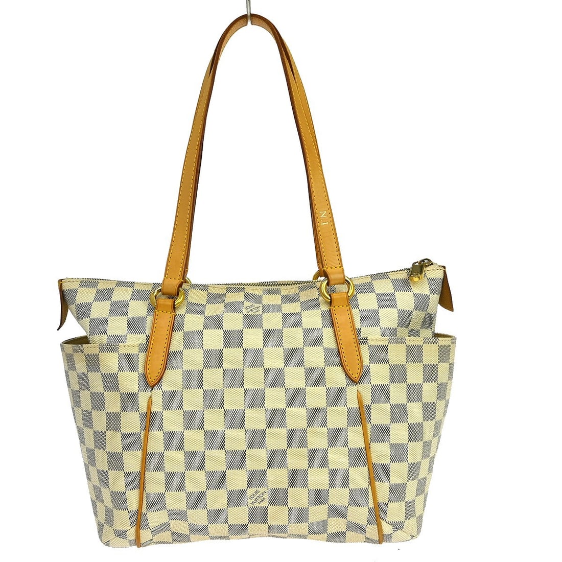 Louis Vuitton Totally PM Tote Damier Azur Canvas Medium Bag N51261: Louis Vuitton Totally PM Tote Damier Azur Canvas Medium Bag N51261 This Louis Vuitton Damier Azur Totally PM tote bag features the signature Damier Azur canvas with leather trim and double beige handl
