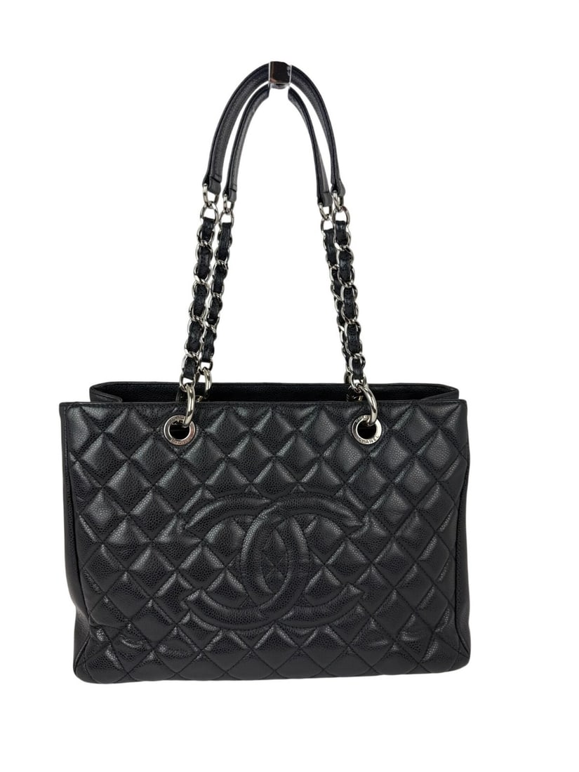 Chanel Grand Black Quilted Caviar Leather Tote With Silver Hardware (1 of 16)