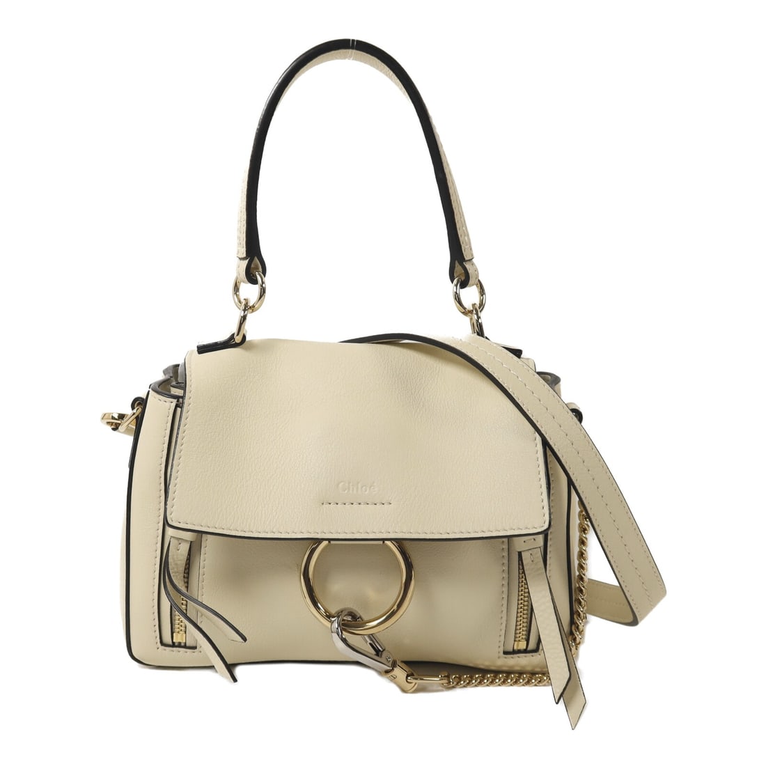 Chloe Faye Day Mini White Calfskin 2 Way Shoulder Bag: Chloe Faye Day Mini White Calfskin 2 Way Shoulder Bag This Chloe Mini Faye Day 2-way shoulder bag is crafted from white calfskin leather, offering a versatile and stylish accessory for women. The bag 