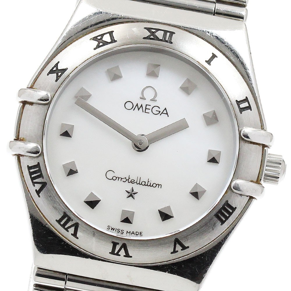 Omega Constellation Ladies Quartz Stainless Steel Watch 1571.71: Omega Constellation Ladies Quartz Stainless Steel Watch 1571.71 This OMEGA Constellation Quartz ladies wristwatch features a stainless steel case and bracelet, complemented by a white mother-of-pearl 