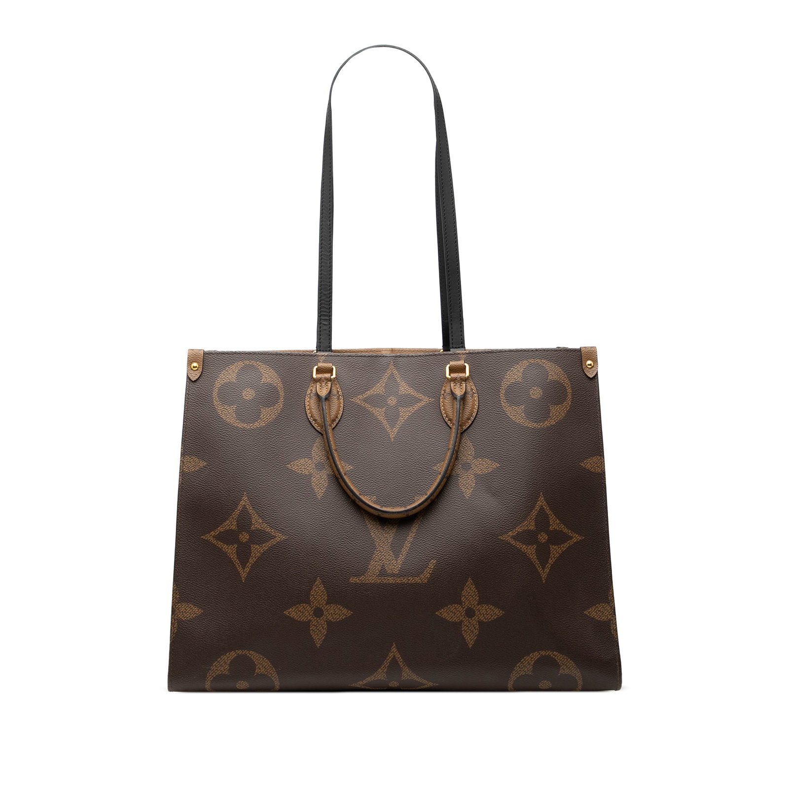 Louis Vuitton OnTheGo GM Monogram Reverse Giant Canvas Tote Bag: Louis Vuitton OnTheGo GM Monogram Reverse Giant Canvas Tote Bag The Louis Vuitton Monogram Reverse Giant OnTheGo GM is crafted from monogram canvas and features rolled canvas handles, flat shoulder st
