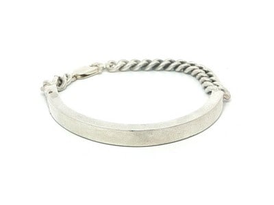 Michael Cohen Sterling Silver Cuff Bracelet with Curb Link Chain (1 of 7)