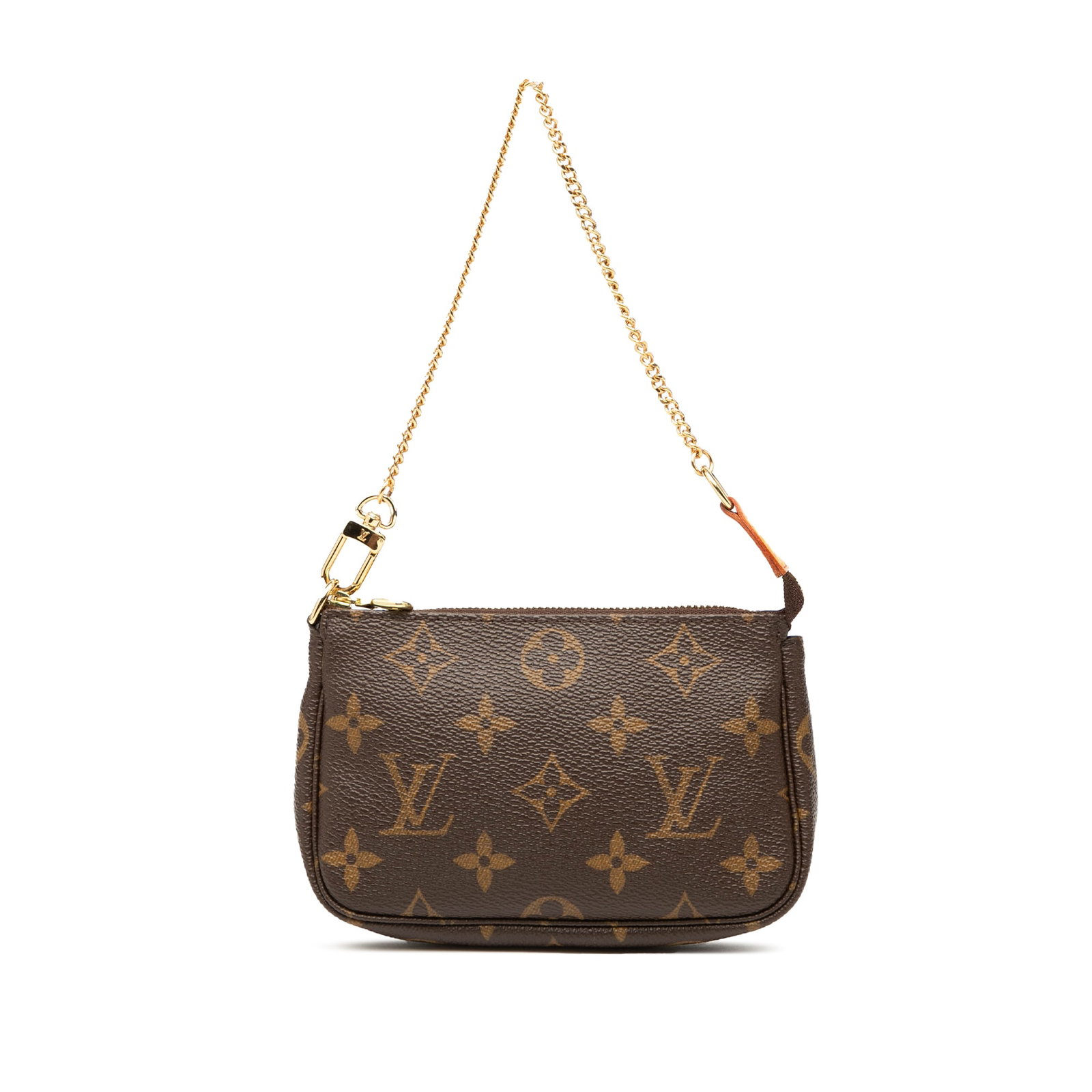 Louis Vuitton Monogram Mini Pochette Accessoires Bag with Gold-tone Chain: Louis Vuitton Monogram Mini Pochette Accessoires Bag with Gold-tone Chain The Louis Vuitton Monogram Mini Pochette Accessoires is a stylish and functional accessory crafted from durable monogram canva