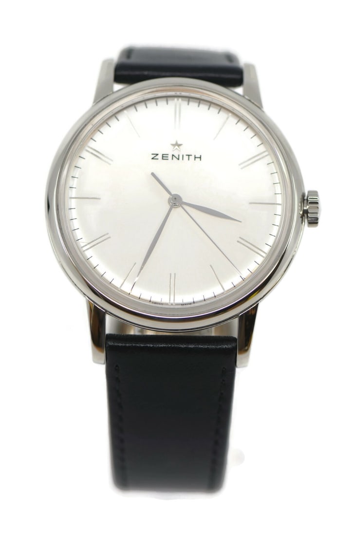 Zenith Elite 03.2270.6150 Stainless Steel Automatic Watch: Zenith Elite 03.2270.6150 Stainless Steel Automatic Watch This Zenith Elite wristwatch combines elegance and functionality with its sleek stainless steel case and silver bezel. The watch features a me