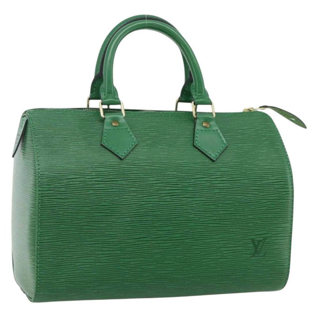Louis Vuitton Epi Leather Speedy 25 Borneo Green Hand Bag: Louis Vuitton Epi Leather Speedy 25 Borneo Green Hand Bag This Louis Vuitton Epi Speedy 25 handbag features the iconic Borneo Green Epi leather, known for its durability and textured finish. Designed 