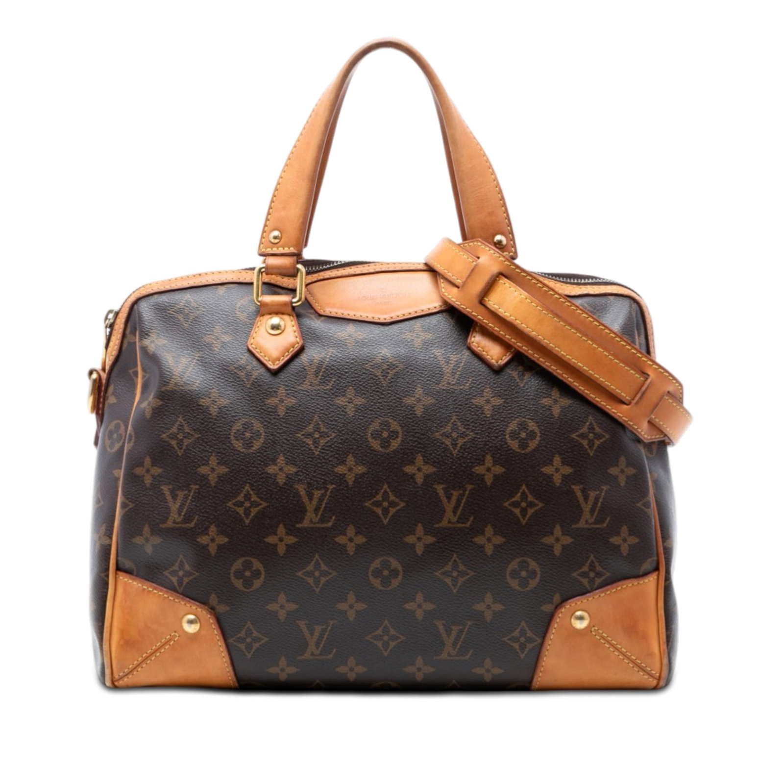 Monogram Canvas Retiro PM Handbag with Vachetta Leather Trim: Monogram Canvas Retiro PM Handbag with Vachetta Leather Trim The Louis Vuitton Monogram Retiro PM features the iconic monogram canvas with vachetta leather trim. It is designed with flat vachetta leat