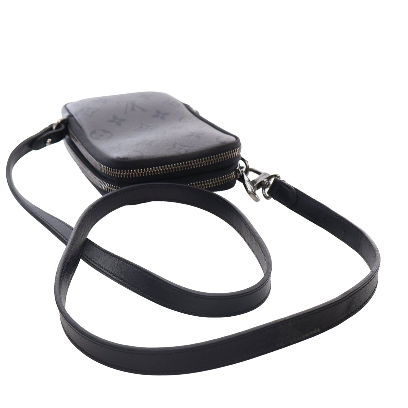 Monogram Eclipse Reverse canvas double phone pouch with detachable strap - 12