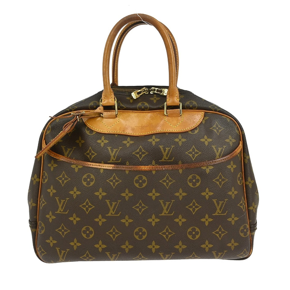 Louis Vuitton Deauville Monogram Canvas Vanity Bowling Bag Brown M47270: Louis Vuitton Deauville Monogram Canvas Vanity Bowling Bag Brown M47270 This Louis Vuitton Deauville Bowling Vanity handbag features the iconic monogram canvas leather exterior and a double handle des