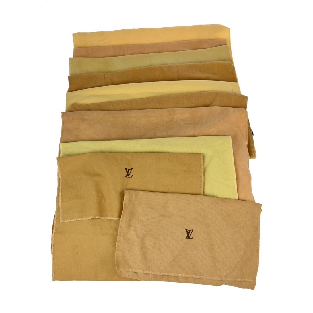 Louis Vuitton Set of 10 Cotton Dust Bags Brown Beige: Louis Vuitton Set of 10 Cotton Dust Bags Brown Beige This set of 10 Louis Vuitton dust bags is crafted from 100% cotton, featuring a classic brown and beige color scheme. Designed to protect your luxu
