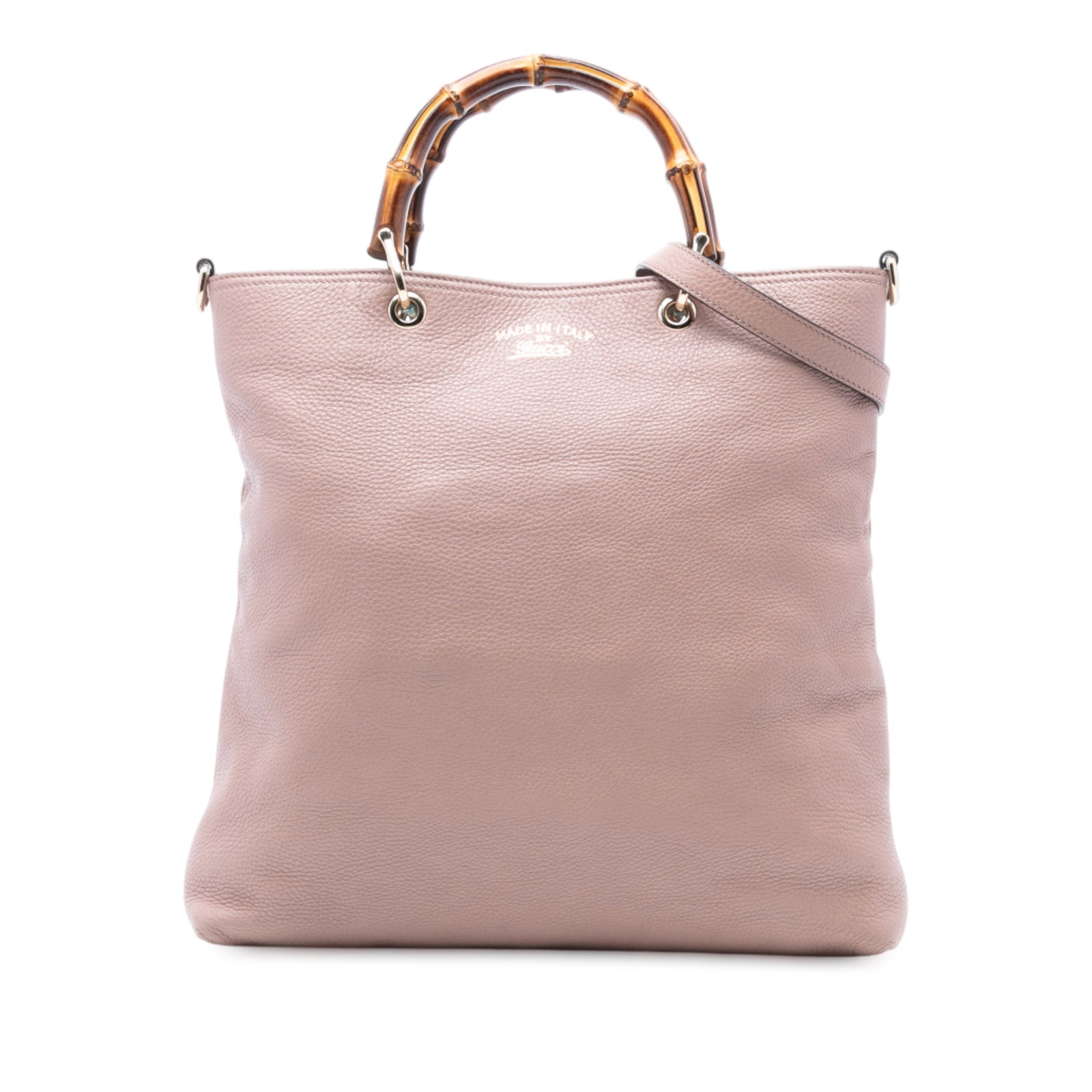 Gucci Pink Tall Leather Bamboo Shopper Tote Bag: Gucci Pink Tall Leather Bamboo Shopper Tote Bag The Gucci Tall Leather Bamboo Shopper Tote is a stylish and functional accessory, crafted from high-quality leather with elegant bamboo handles. It feat