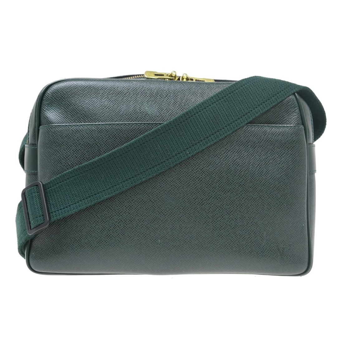 Louis Vuitton Reporter PM Green Taiga Leather Shoulder Bag: Louis Vuitton Reporter PM Green Taiga Leather Shoulder Bag This Louis Vuitton Reporter PM shoulder bag features the signature green Taiga leather exterior and gold-tone hardware. Designed in a medium 