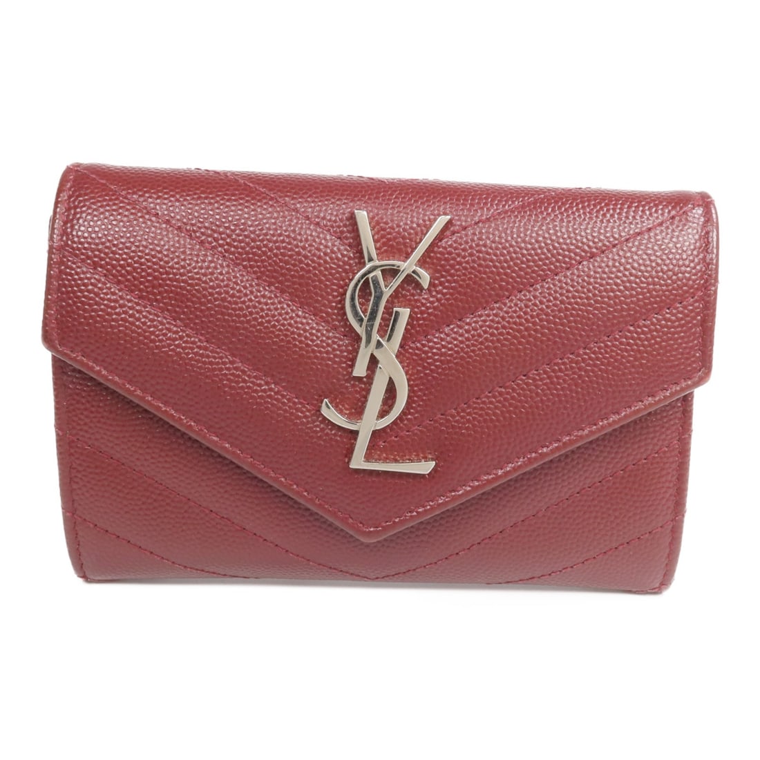 Saint Laurent Envelope Small Bordeaux Calfskin Bi-Fold Wallet SHW: Saint Laurent Envelope Small Bordeaux Calfskin Bi-Fold Wallet SHW This Saint Laurent small envelope wallet features a bi-fold design crafted from calfskin leather in a rich Bordeaux color. Designed fo