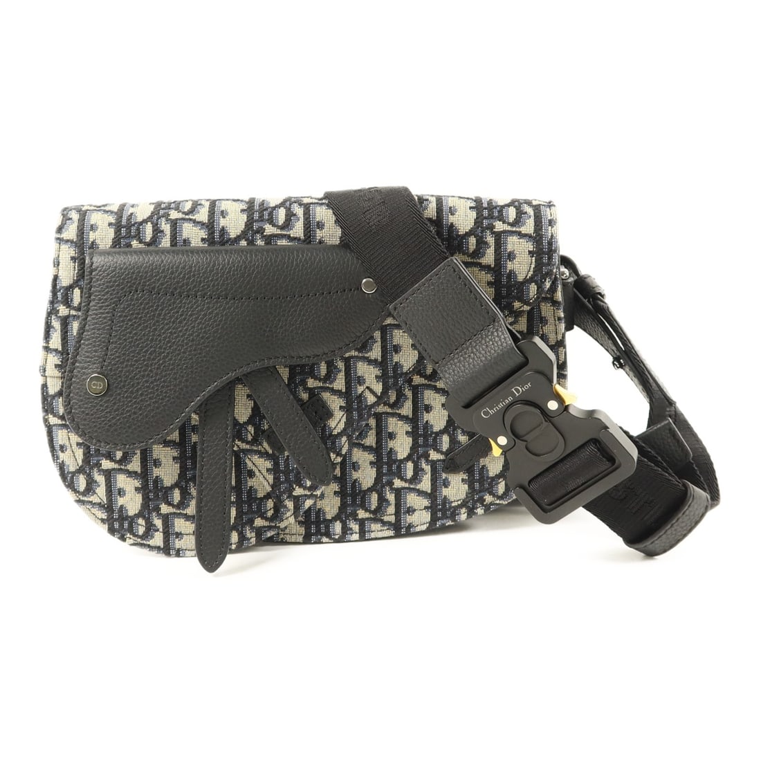 Dior Saddle Canvas Crossbody Shoulder Bag Navy and Beige SHW (1 of 15)