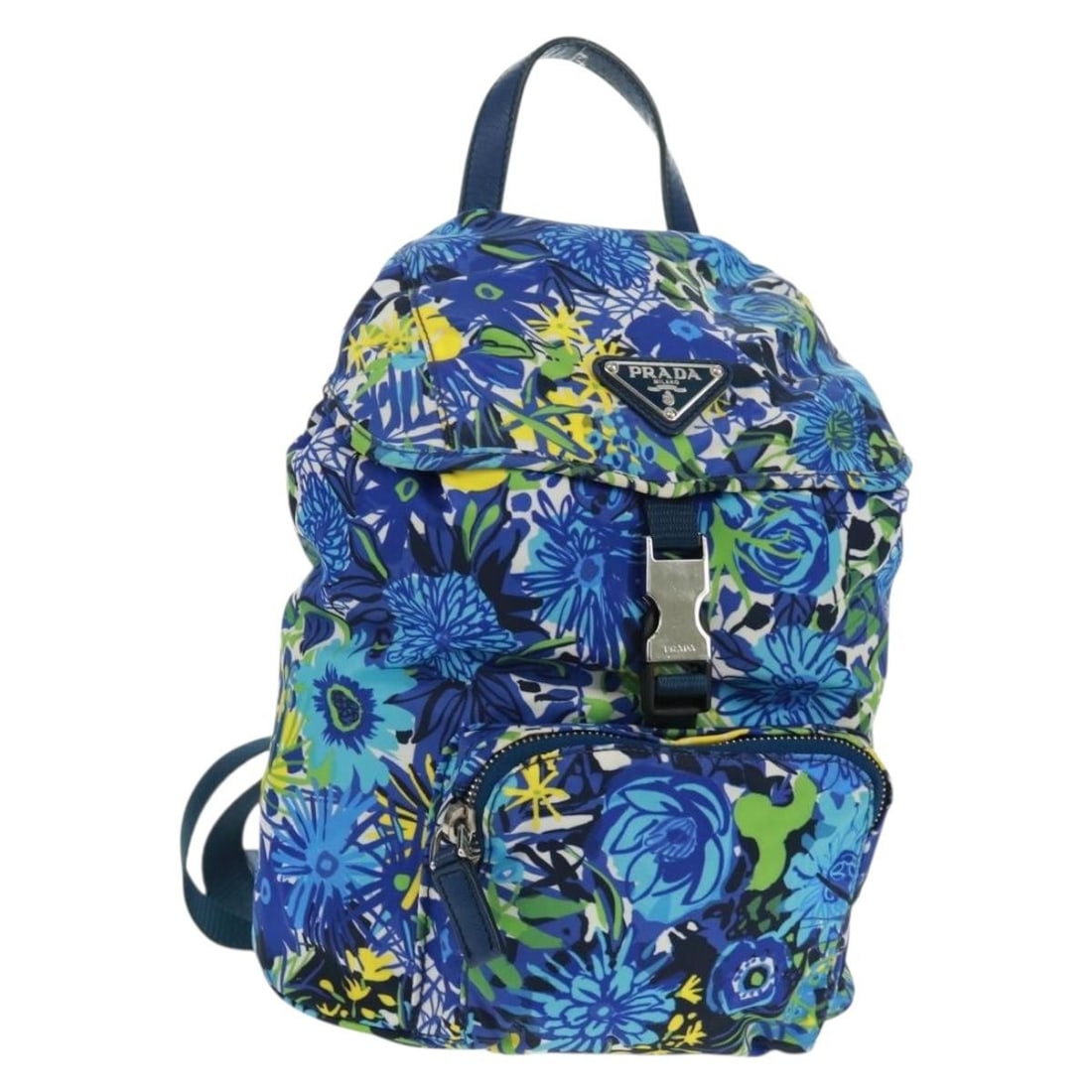 Prada Light Blue Nylon Backpack with Silver Accents and Dust Bag: Prada Light Blue Nylon Backpack with Silver Accents and Dust Bag This PRADA backpack is crafted from light blue nylon with silver-tone accents. Designed for women, it features a spacious interior and 