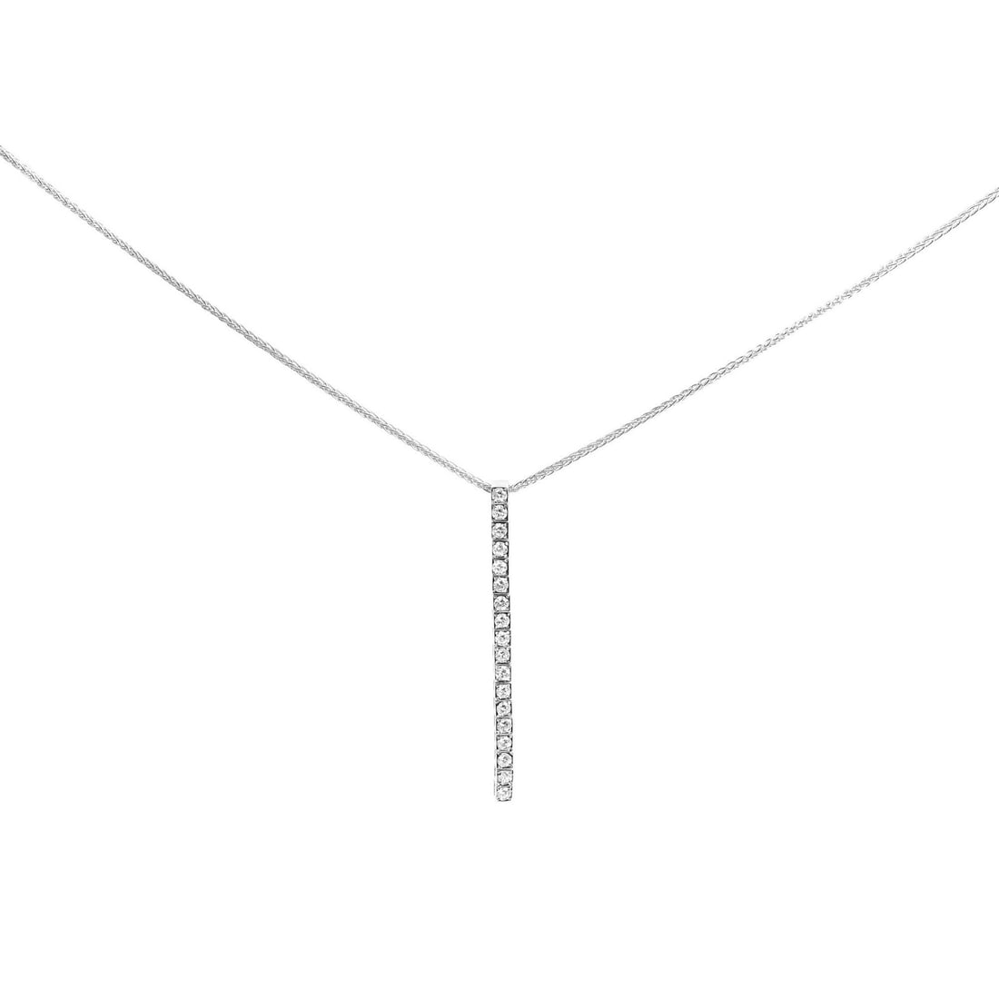 Piero Milano 18K White Gold Diamond Drop Pendant Necklace 0.40ct: Piero Milano 18K White Gold Diamond Drop Pendant Necklace 0.40ct This stunning Piero Milano drop pendant necklace features a single row of natural diamonds elegantly set in 18K white gold. Measuring 1