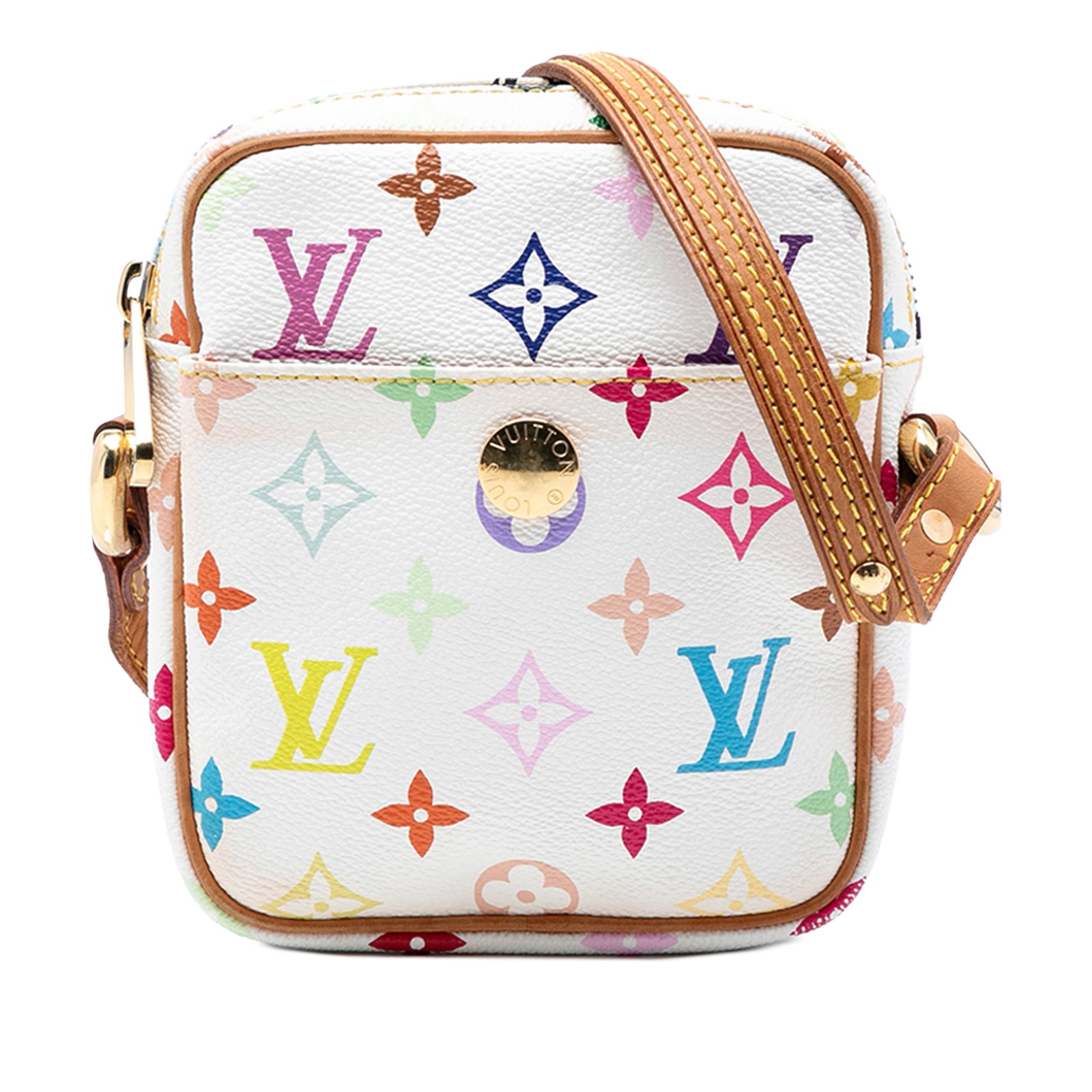 Louis Vuitton Rift Shoulder Bag Monogram Multicolore Canvas White: Louis Vuitton Rift Shoulder Bag Monogram Multicolore Canvas White This Louis Vuitton Monogram Multicolore Rift bag features a multicolore monogram canvas body complemented by vachetta leather trim. It