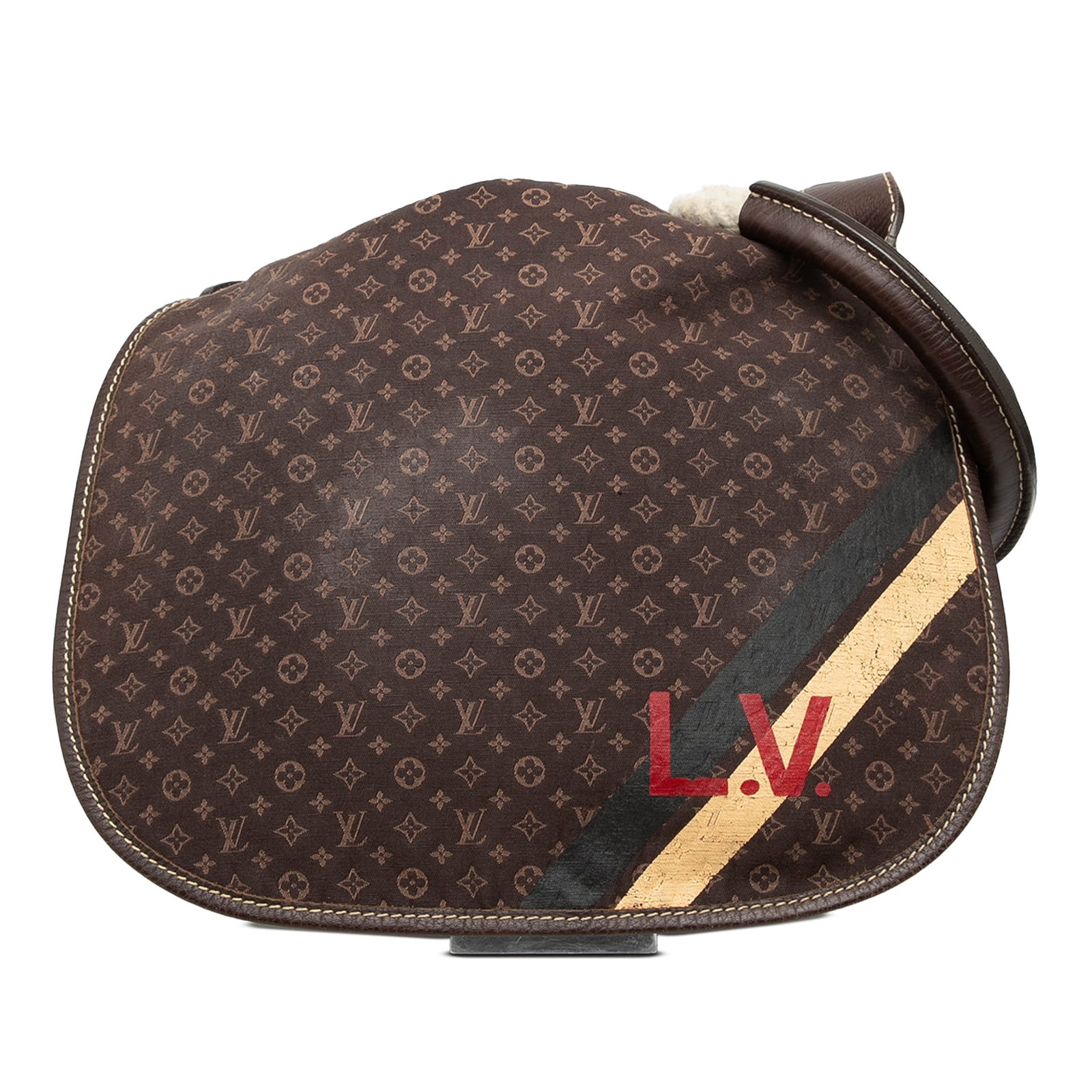 Louis Vuitton Mini Lin Initiales Amman Brown Canvas Crossbody Bag: Louis Vuitton Mini Lin Initiales Amman Brown Canvas Crossbody Bag This Louis Vuitton Monogram Mini Lin Initiales Amman crossbody bag features a fabric body with leather trim, an adjustable flat leathe