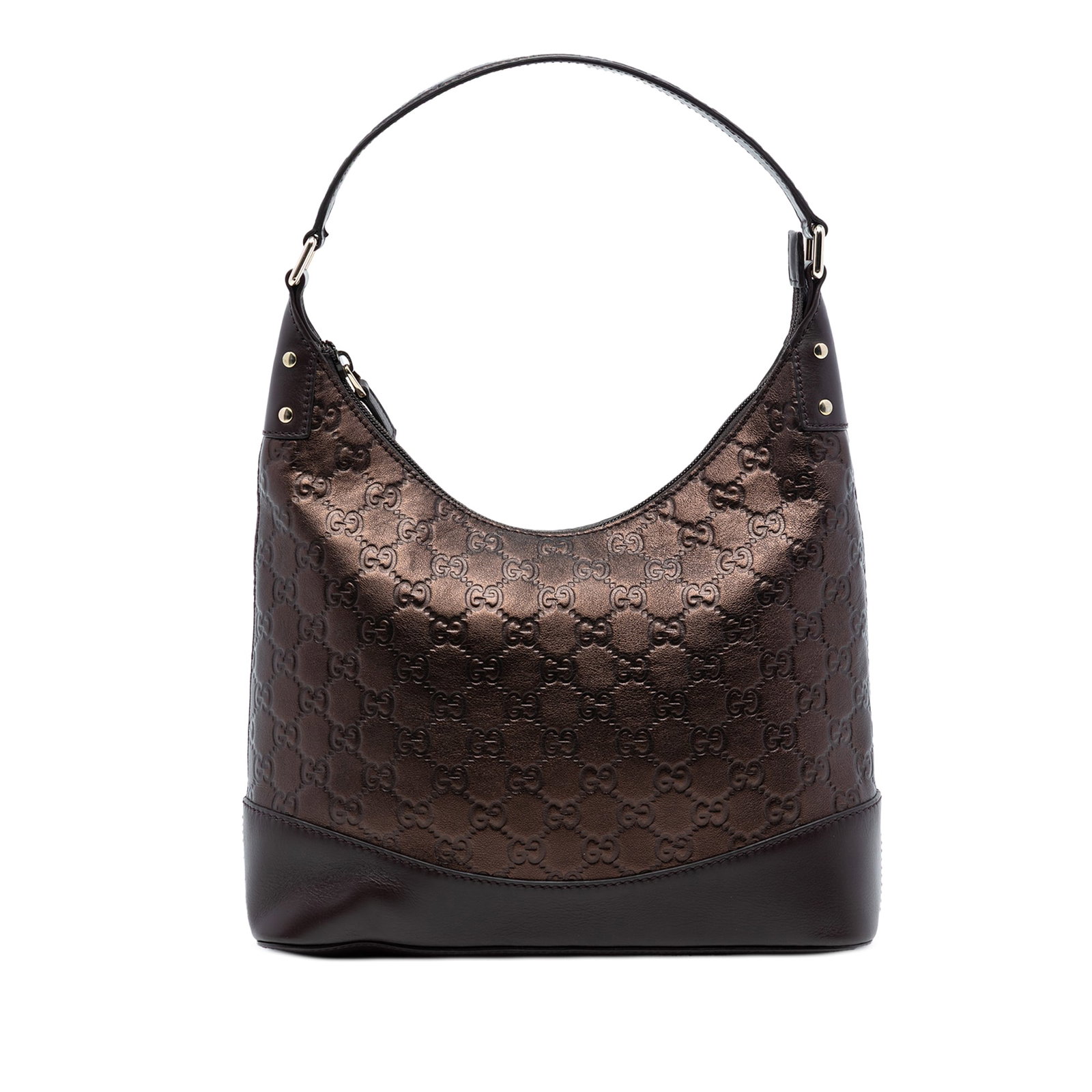 Gucci Guccissima Embossed Metallic Leather Shoulder Purse Brown Italy (1 of 7)