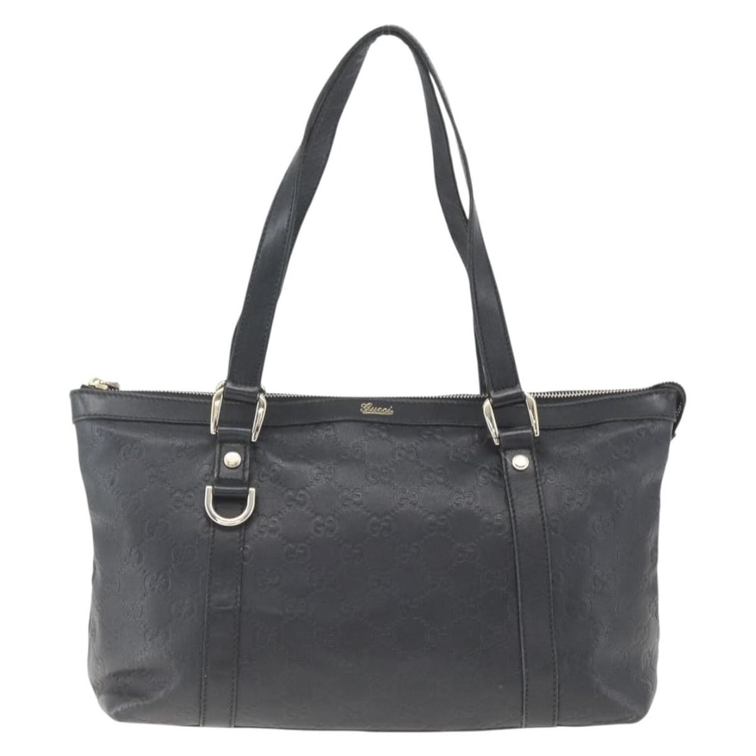 Black Canvas Gucci Abbey Zip Tote Bag 31cm x 19cm x 12cm: Black Canvas Gucci Abbey Zip Tote Bag 31cm x 19cm x 12cm This Gucci Abbey Zip Tote for women is crafted from black canvas and features a spacious design suitable for everyday use. The tote includes me