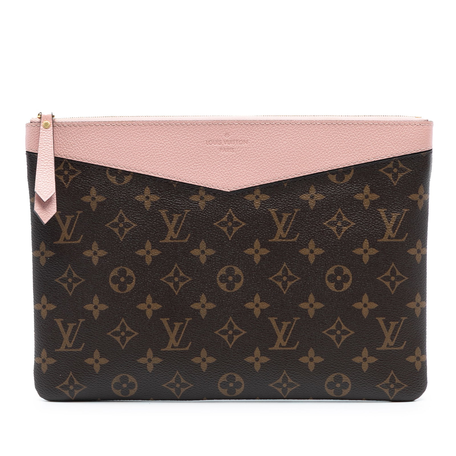 Louis Vuitton Monogram Canvas Daily Pouch with Leather Trim: Louis Vuitton Monogram Canvas Daily Pouch with Leather Trim This Louis Vuitton Monogram Daily Pouch features the signature monogram canvas with leather trim, a top zip closure, and an interior slip po