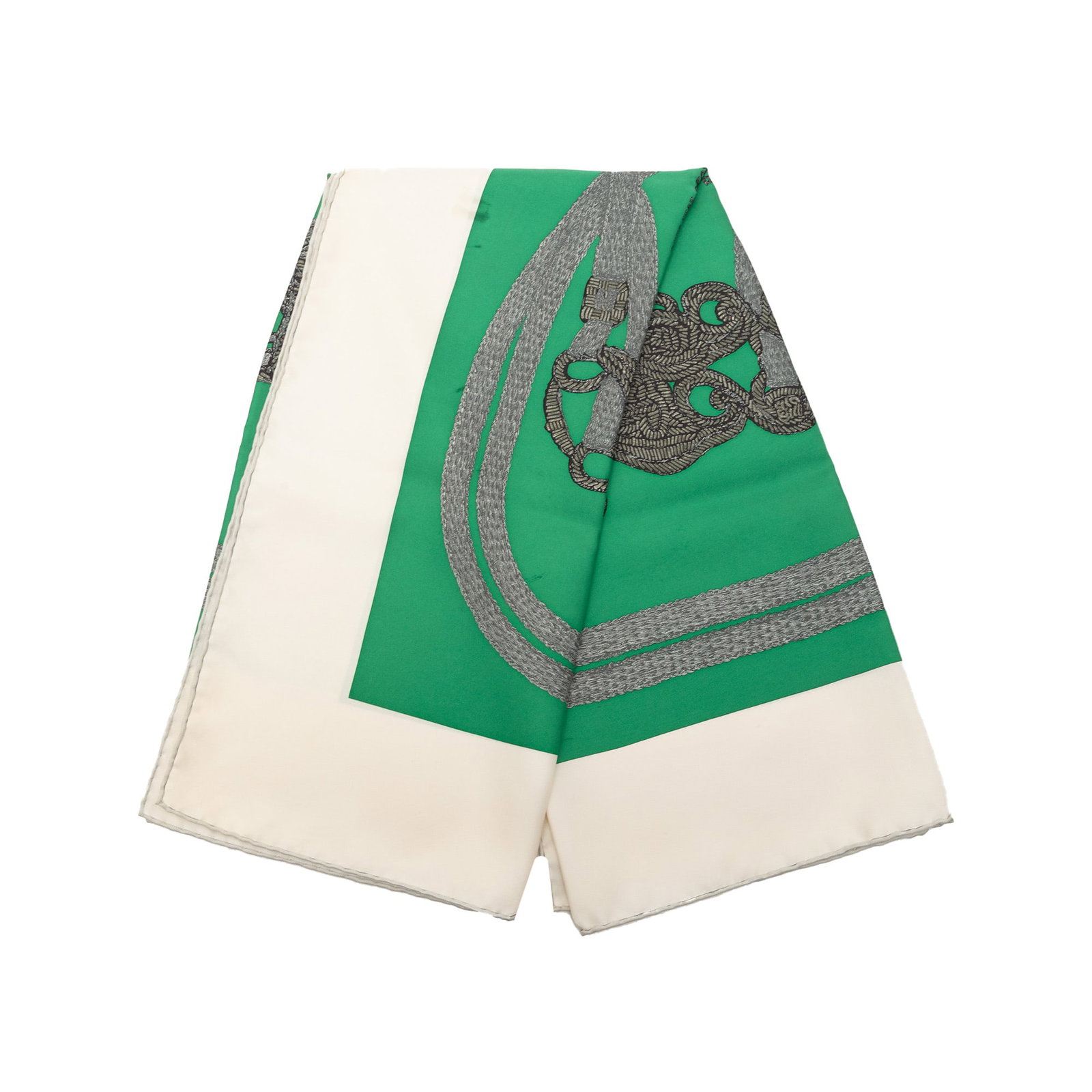 Hermes Brides De Gala Brode Main Green Silk Scarf 90cm France (1 of 9)