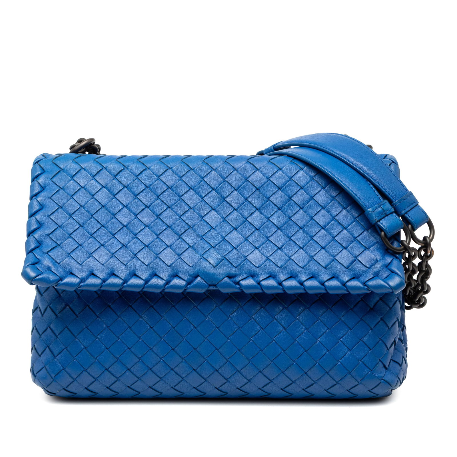 Bottega Veneta Olimpia Small Blue Woven Leather Shoulder Bag (1 of 8)