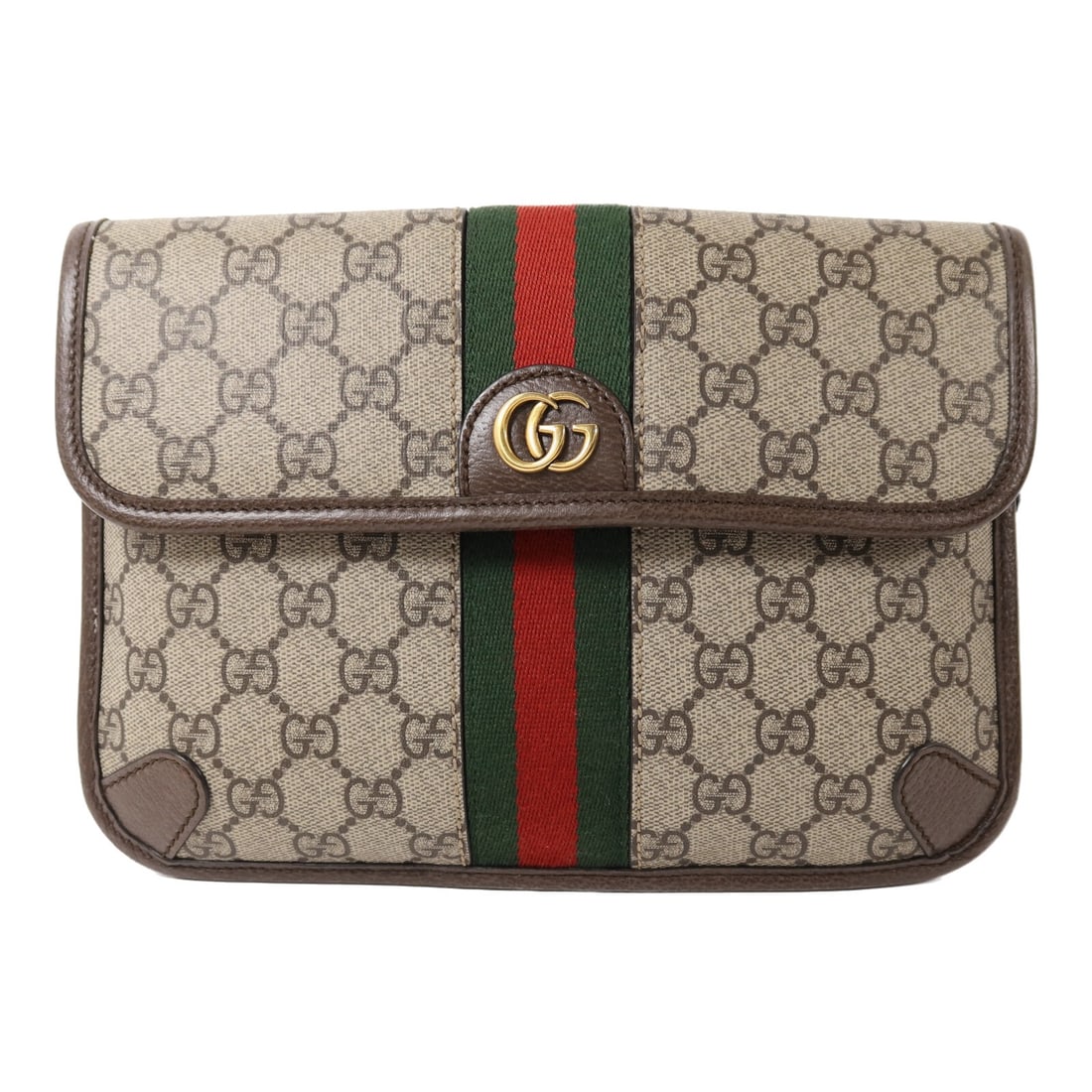 Gucci GG Supreme Brown PVC Coated Canvas Waist Bag GHW 752597: Gucci GG Supreme Brown PVC Coated Canvas Waist Bag GHW 752597 This Gucci GG Supreme waist bag features a brown PVC coated canvas exterior with gold-tone hardware accents. Designed for versatile wear, 